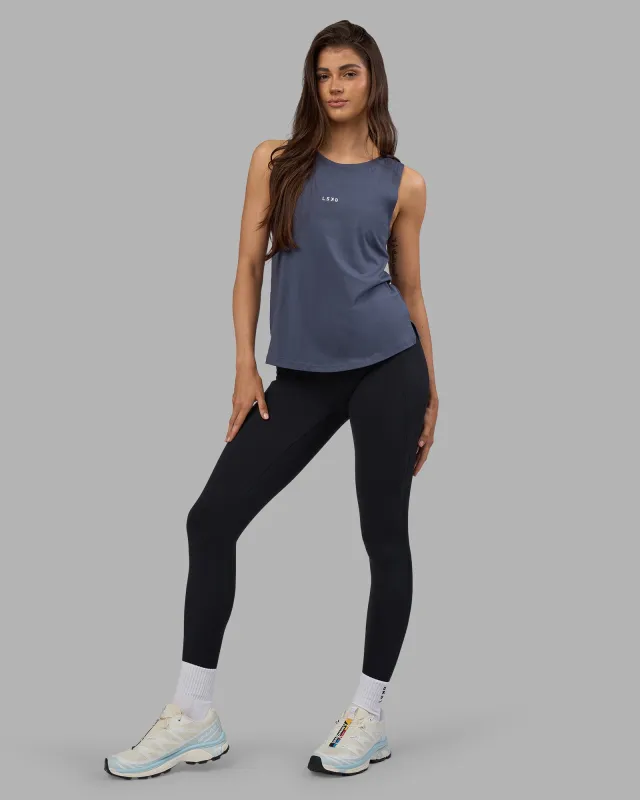 Go-To FLXCotton Longline Tank - Night Shadow-White sold by LSKD