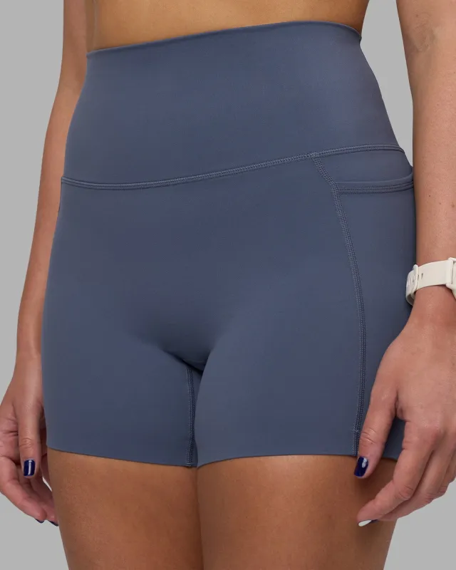 Elixir Ultra High-Rise 4" Short Pockets - Night Shadow sold by LSKD