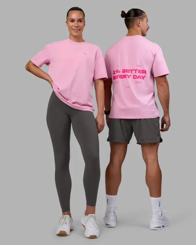 1% Better Value Series FLXCotton Tee Oversize - Bubblegum-Ultra Pink sold by LSKD