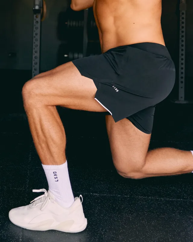 Hybrid Lined 5" Short - Black-Reflective sold by LSKD