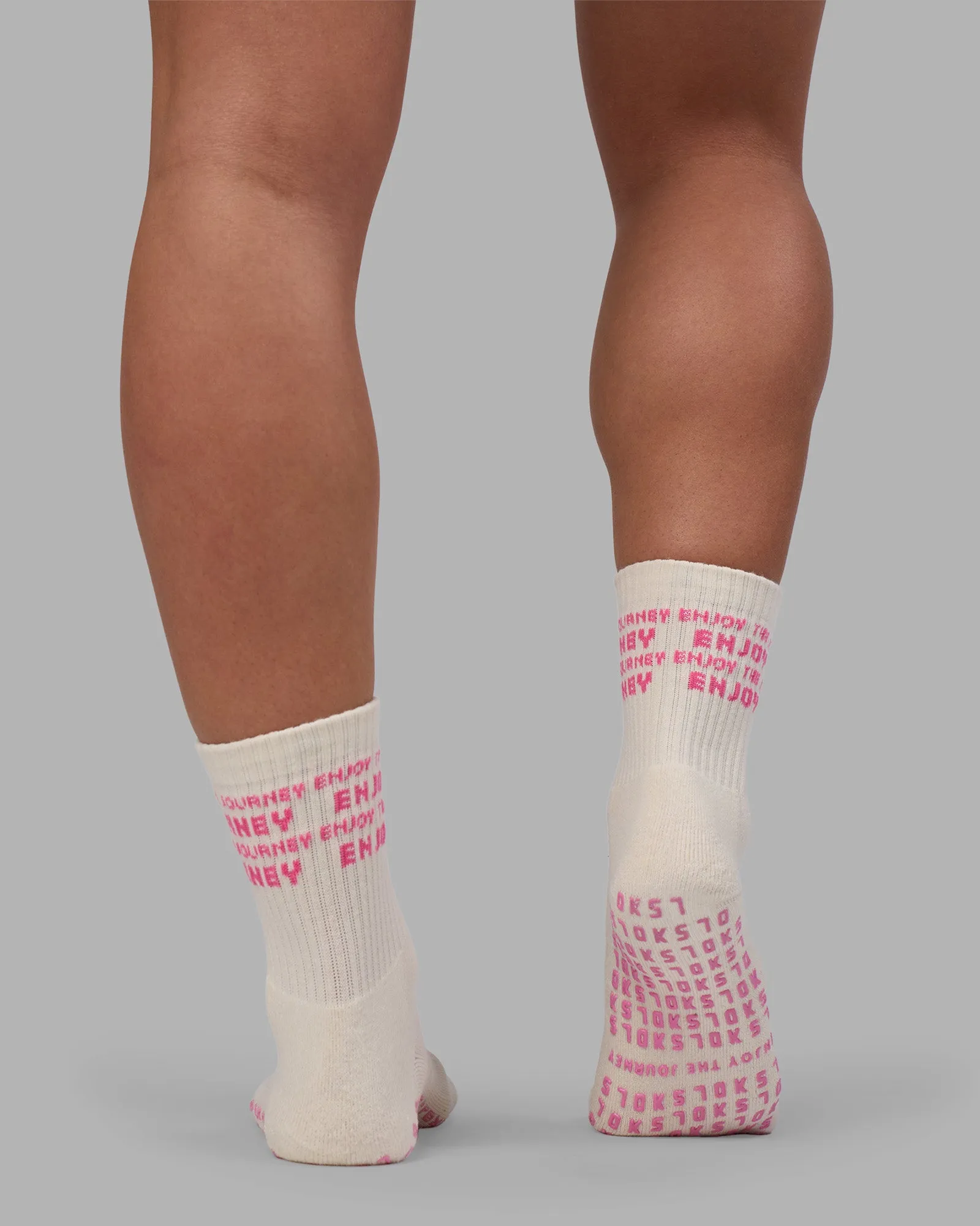 Enjoy the Journey Pilates Grip Socks - Off White-Ultra Pink sold by LSKD product image thumbnail 3