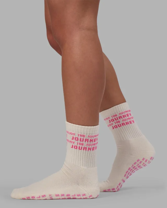 Enjoy the Journey Pilates Grip Socks - Off White-Ultra Pink sold by LSKD