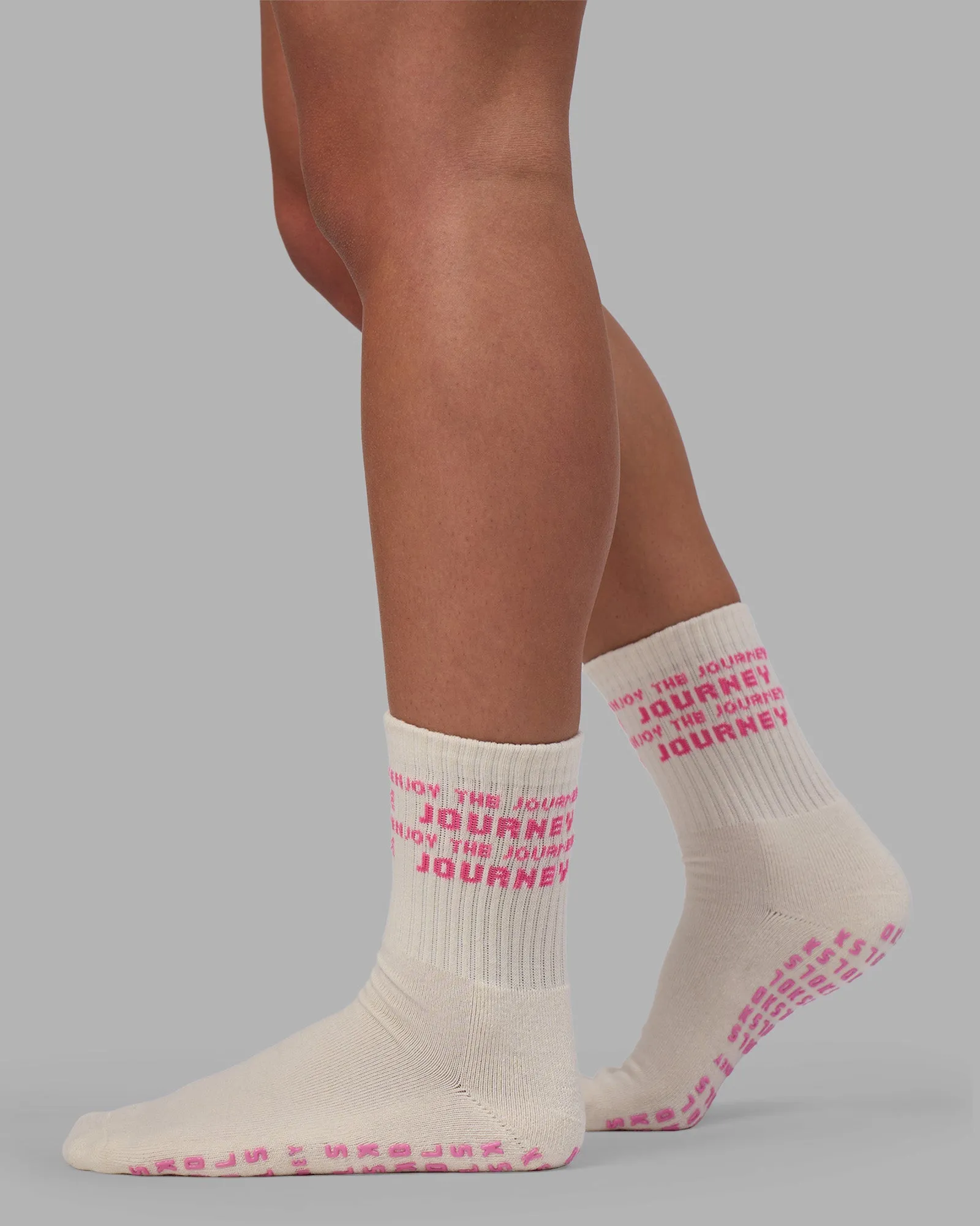 Enjoy the Journey Pilates Grip Socks - Off White-Ultra Pink sold by LSKD