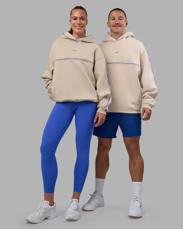 Unisex Oversized Piping Hoodie - Shale Beige-Power Cobalt sold by LSKD