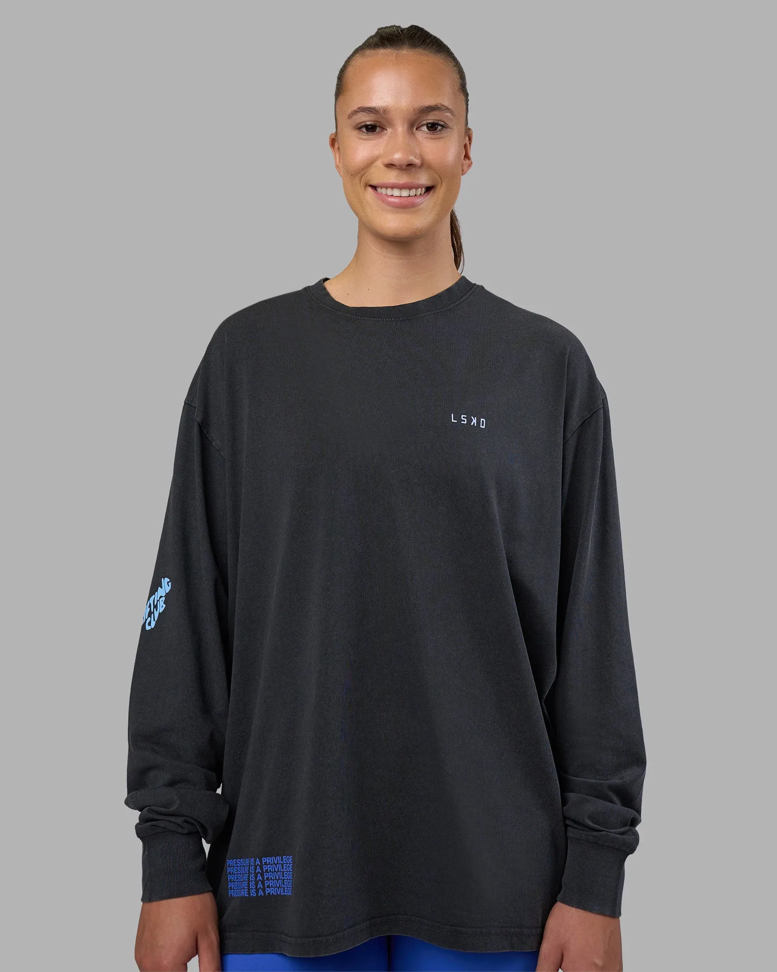 Cali FLXCotton Oversized Long Sleeve Tee - Black Washed sold by LSKD product image thumbnail 5