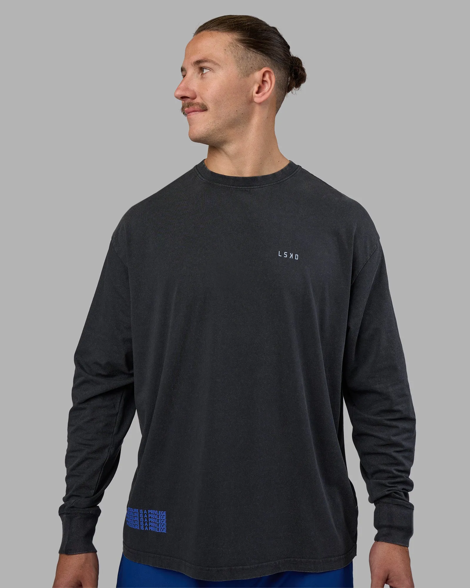 Cali FLXCotton Oversized Long Sleeve Tee - Black Washed sold by LSKD product image thumbnail 3
