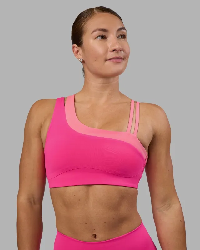 Thrive Asymmetric Sports Bra - Ultra Pink-Candy Pink made by LSKD