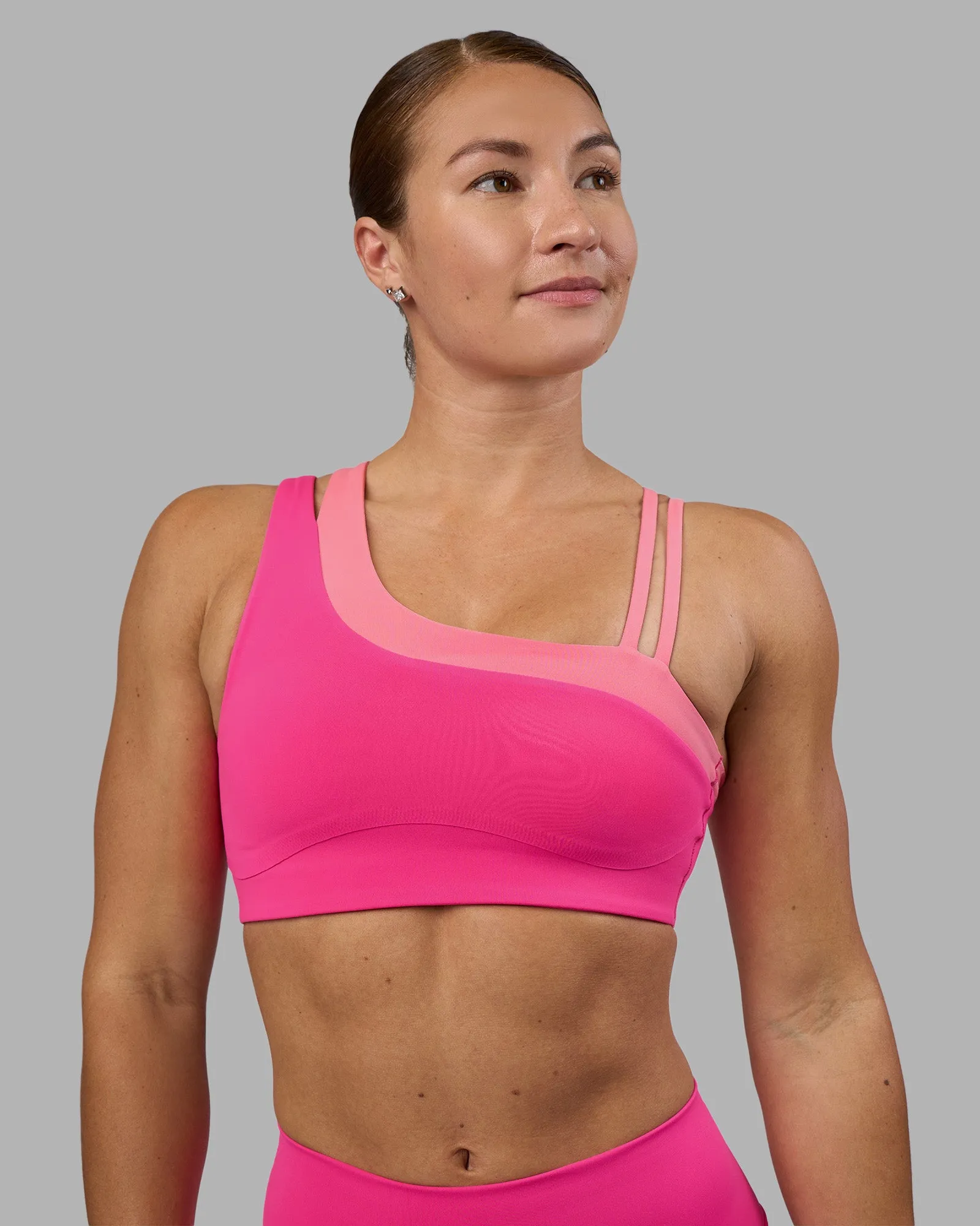 Thrive Asymmetric Sports Bra - Ultra Pink-Candy Pink sold by LSKD