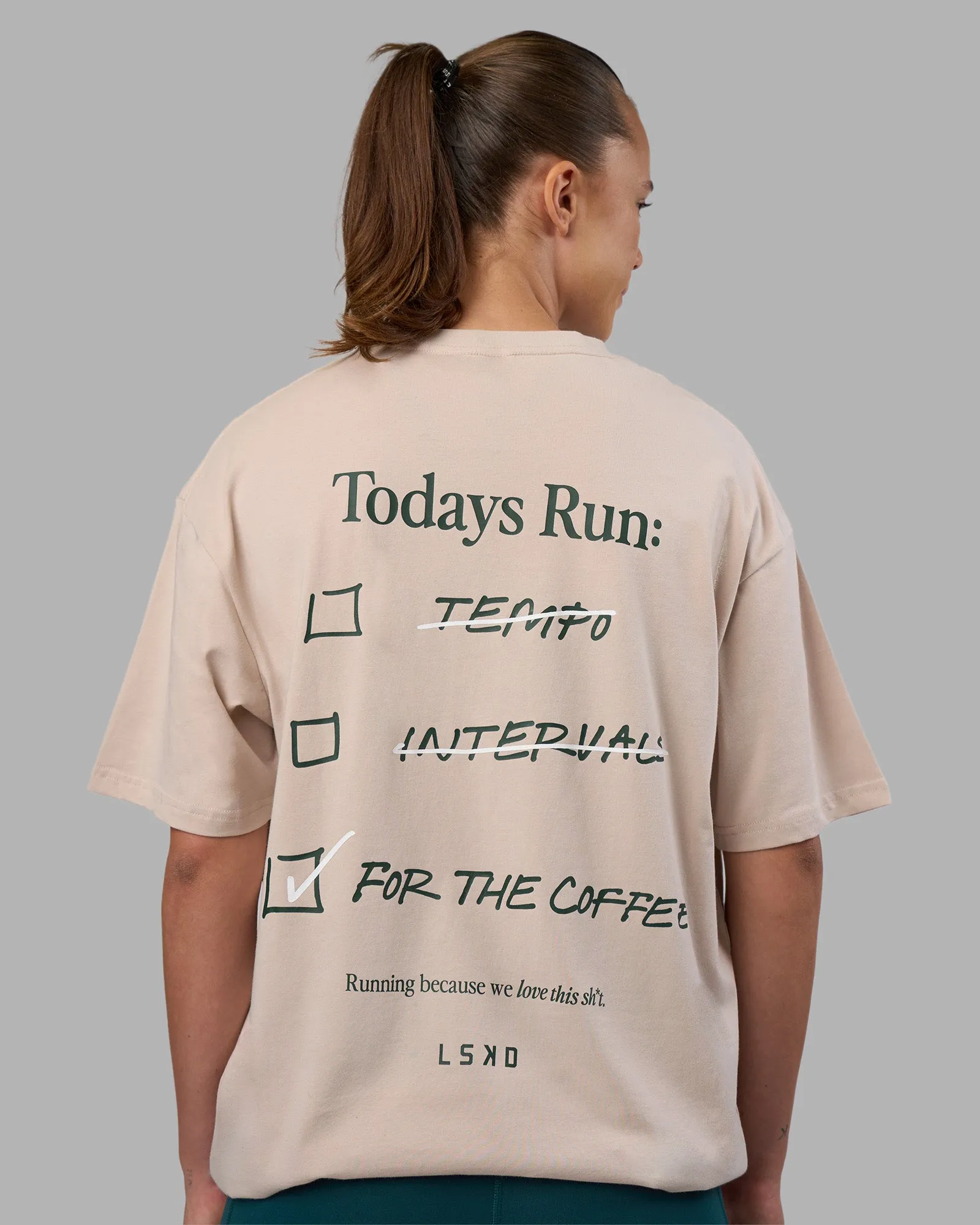 Today's Run FLXCotton Oversized Tee - Shale Beige-Vital Green sold by LSKD product image thumbnail 5