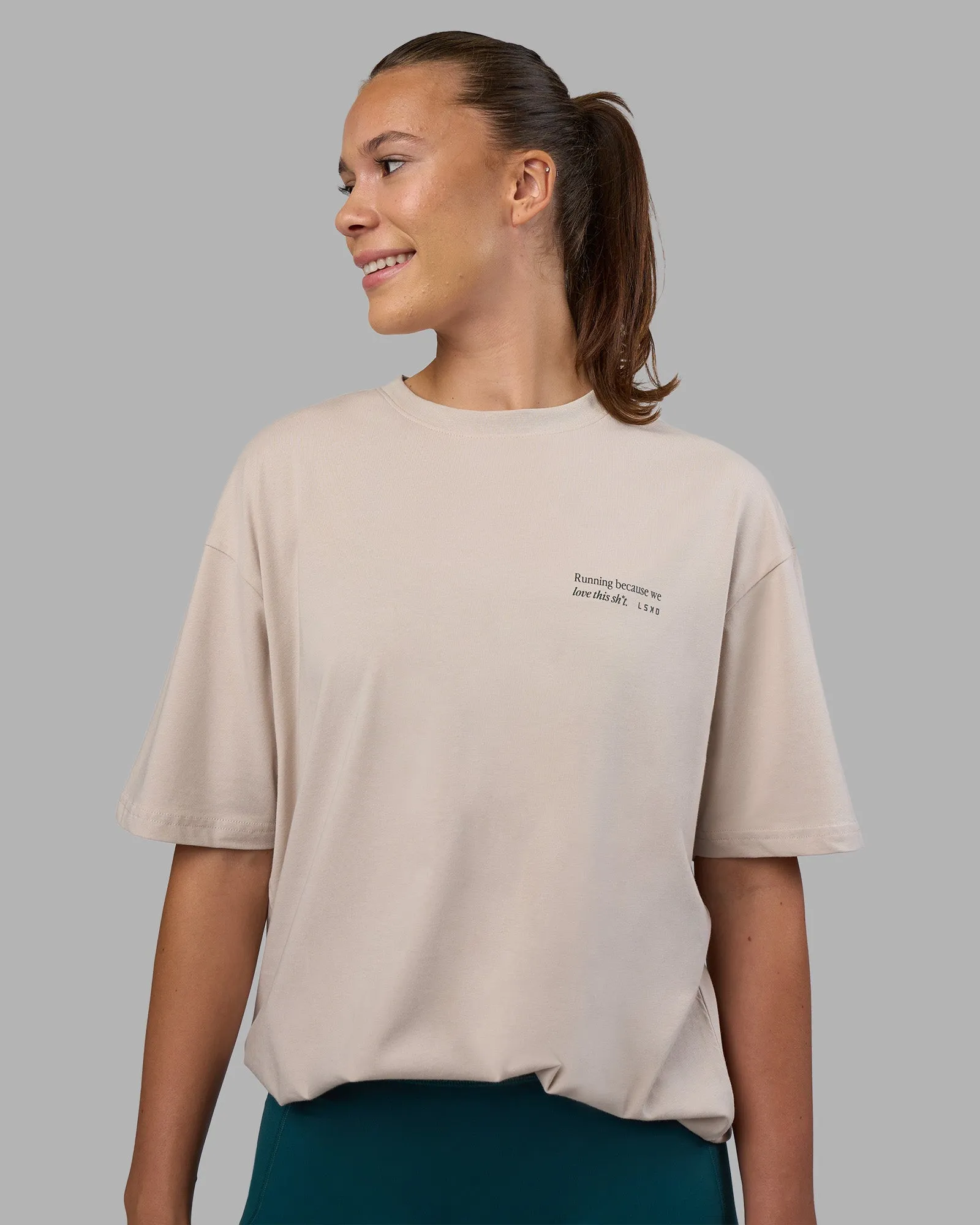 Today's Run FLXCotton Oversized Tee - Shale Beige-Vital Green sold by LSKD product image thumbnail 4