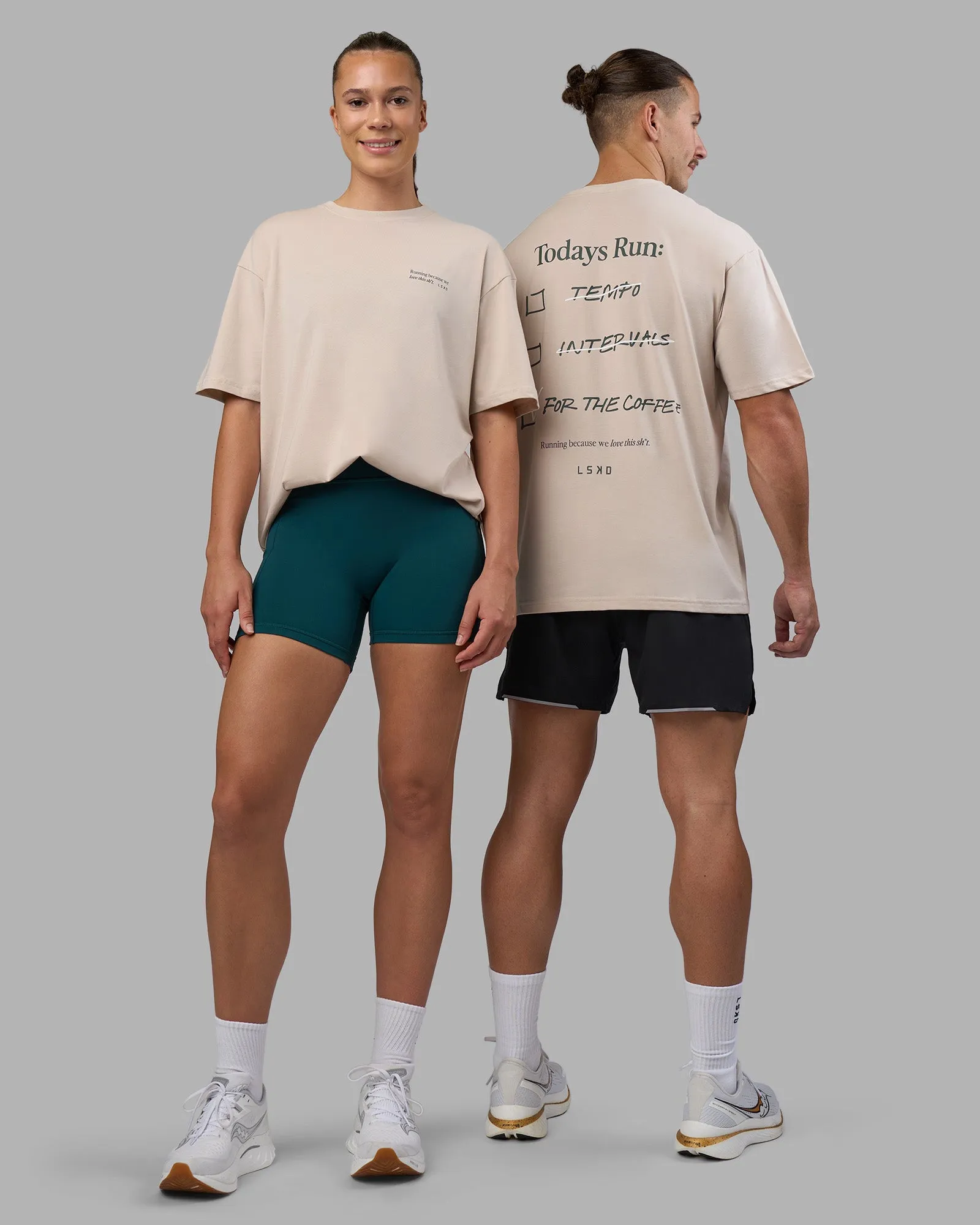 Today's Run FLXCotton Oversized Tee - Shale Beige-Vital Green sold by LSKD