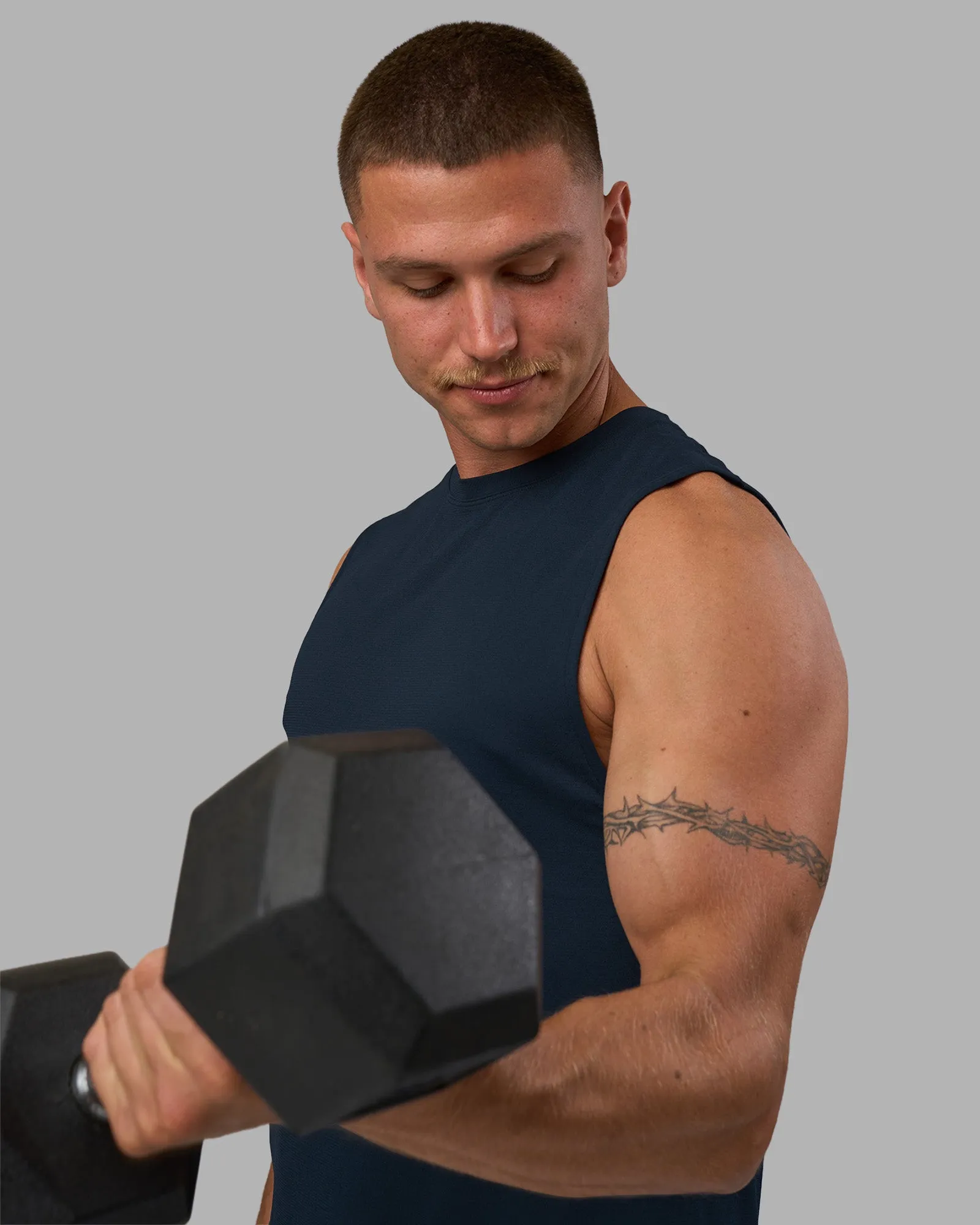 AeroFLX+ Seamless Muscle Tank - Navy/Navy sold by LSKD product image thumbnail 2