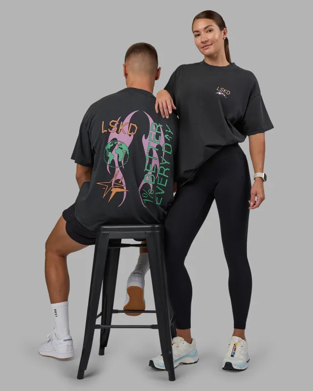 Digital World Heavyweight FLXCotton Oversized Tee - Washed Black sold by LSKD