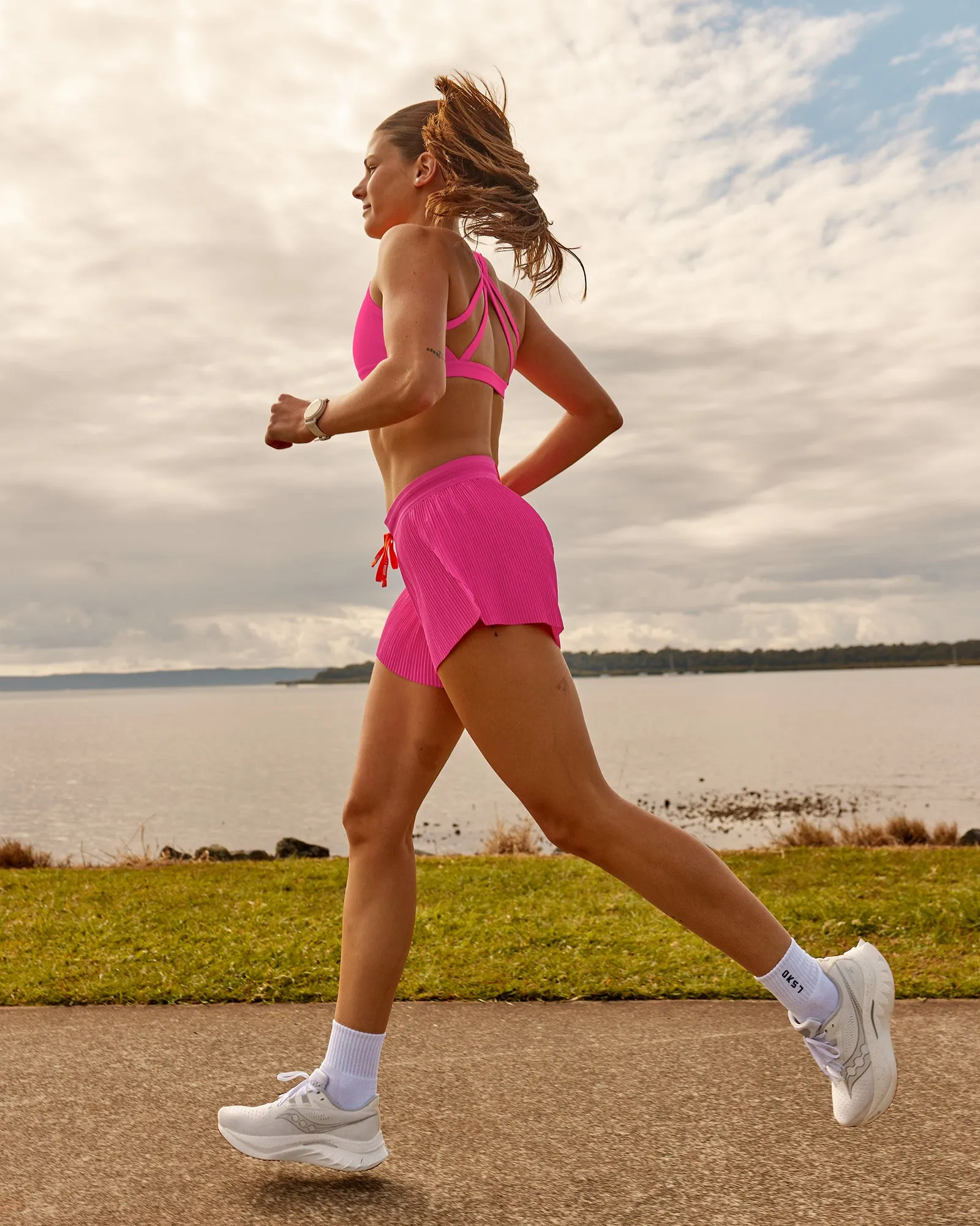 Accelerate 3" Pleated Mid-Rise Running Short - Ultra Pink sold by LSKD product image thumbnail 4