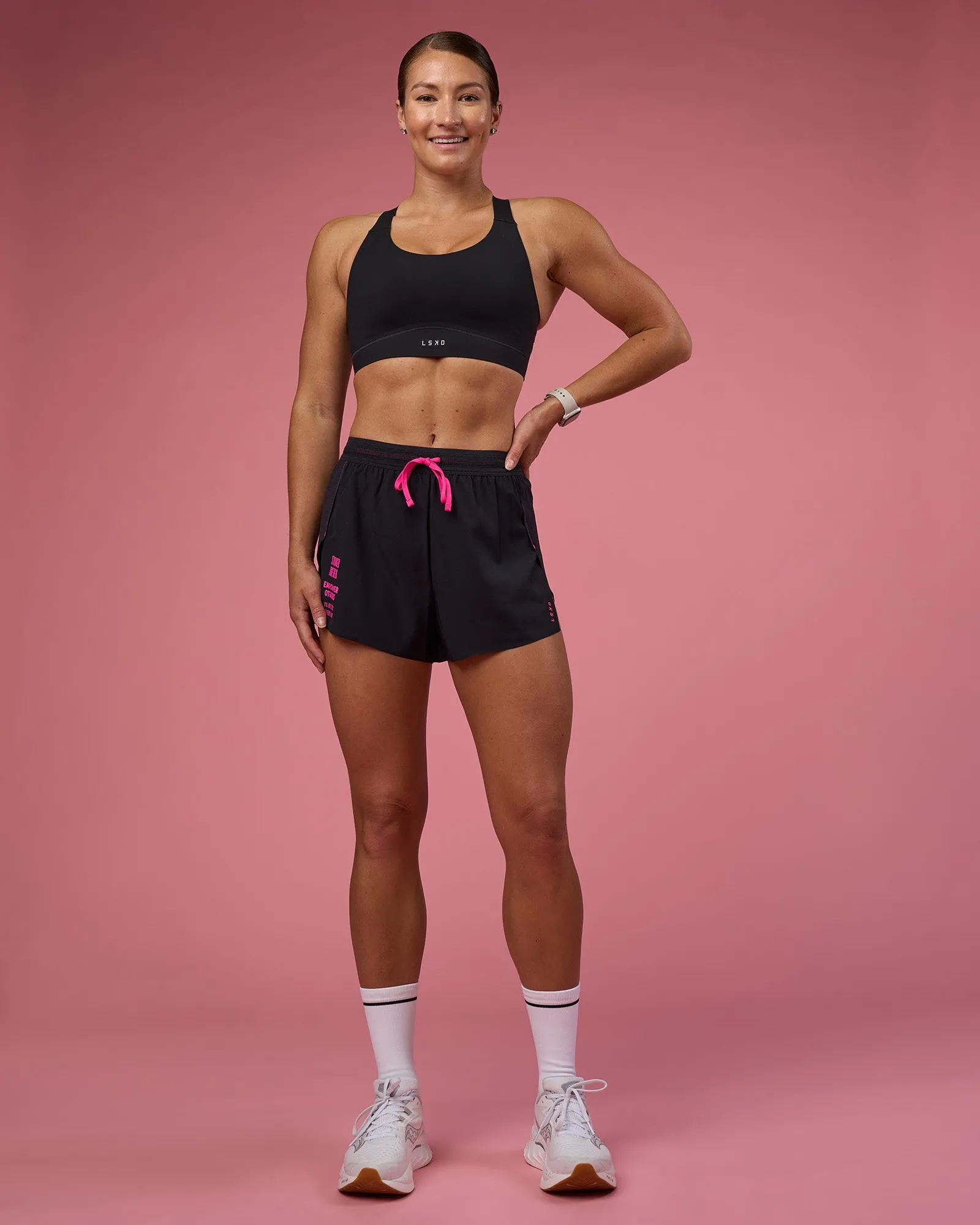Accelerate 3" High-Rise Running Short - Black-Ultra Pink sold by LSKD product image thumbnail 4
