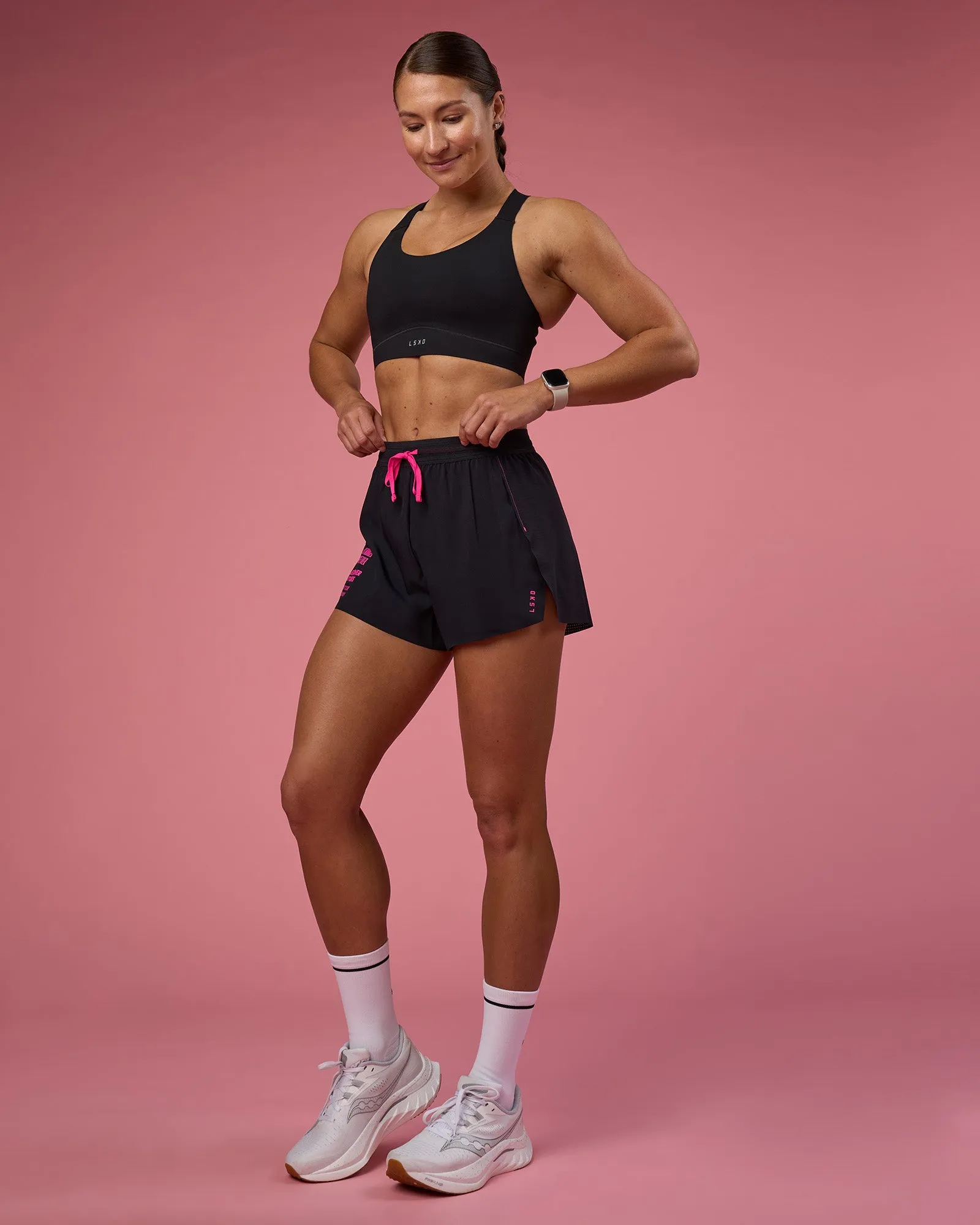 Accelerate 3" High-Rise Running Short - Black-Ultra Pink sold by LSKD product image thumbnail 5