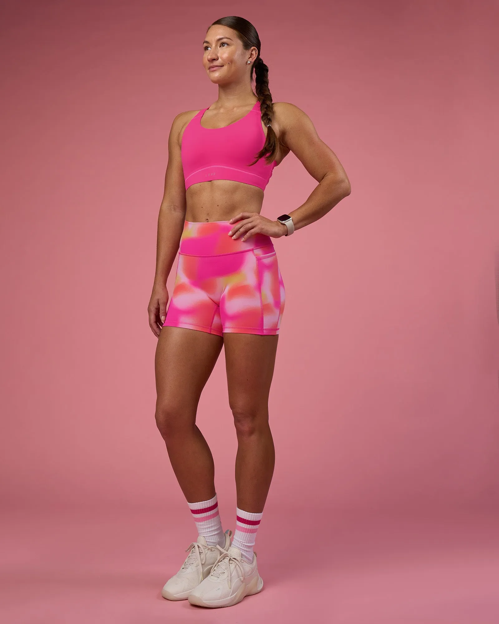 Fusion Ultra High-Rise 4" Short Pockets - Pink Glow Print sold by LSKD product image thumbnail 3