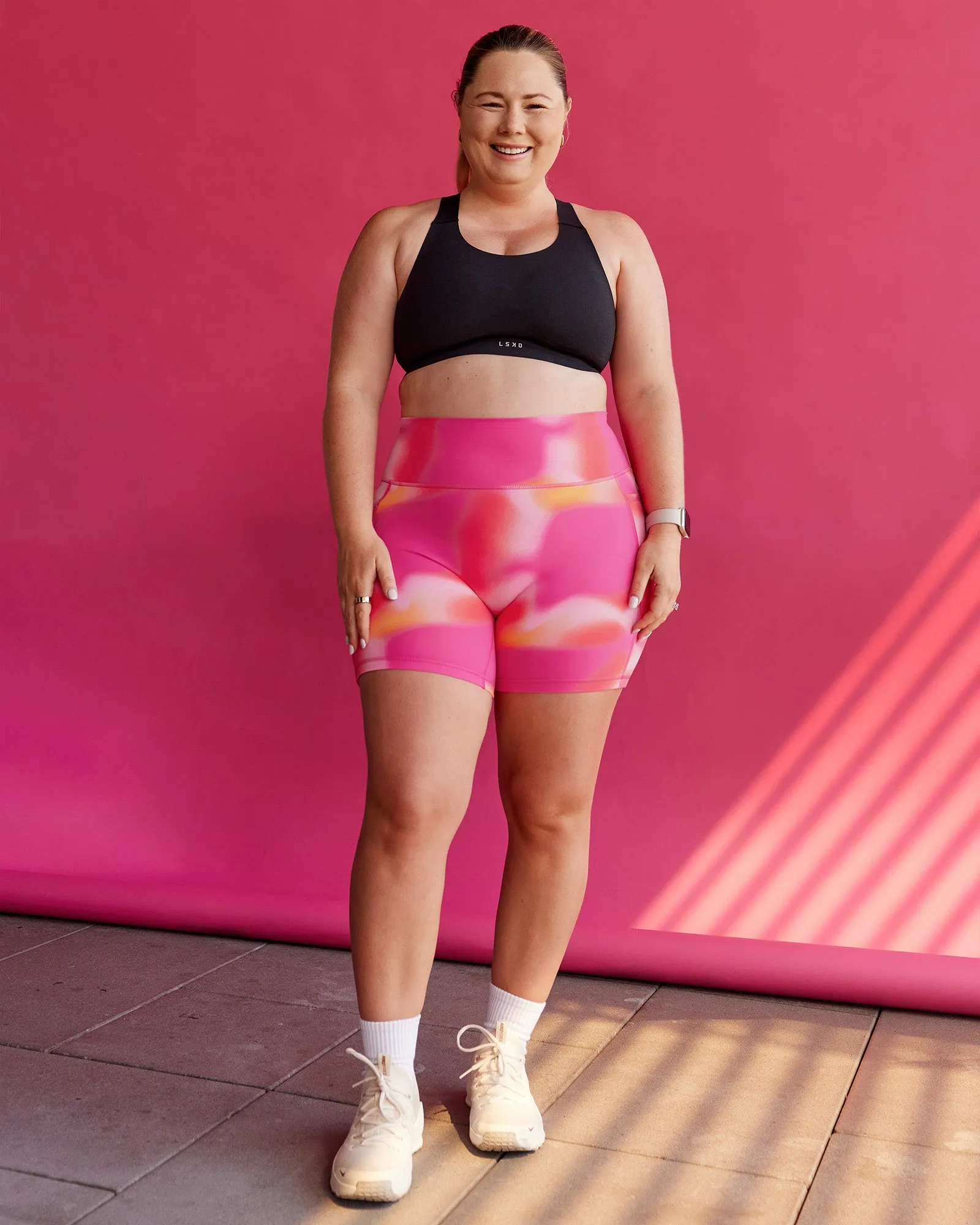 Fusion Ultra High-Rise 6" Short Pockets - Pink Glow Print sold by LSKD product image thumbnail 3