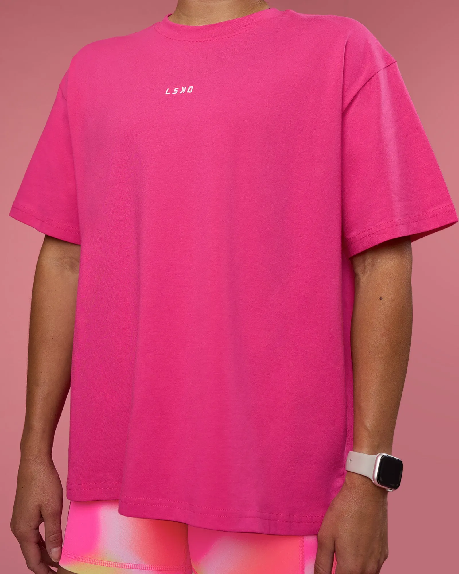 Go-To FLXCotton Oversized Tee - Ultra Pink-White sold by LSKD product image thumbnail 3