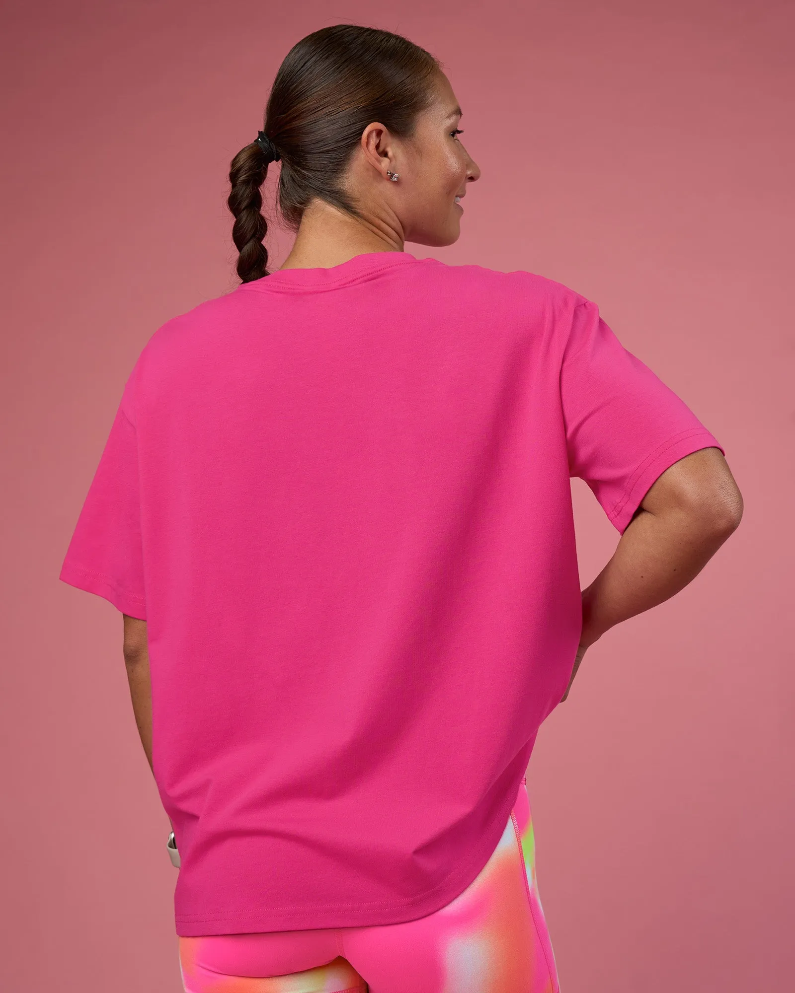 Go-To FLXCotton Oversized Tee - Ultra Pink-White sold by LSKD product image thumbnail 4