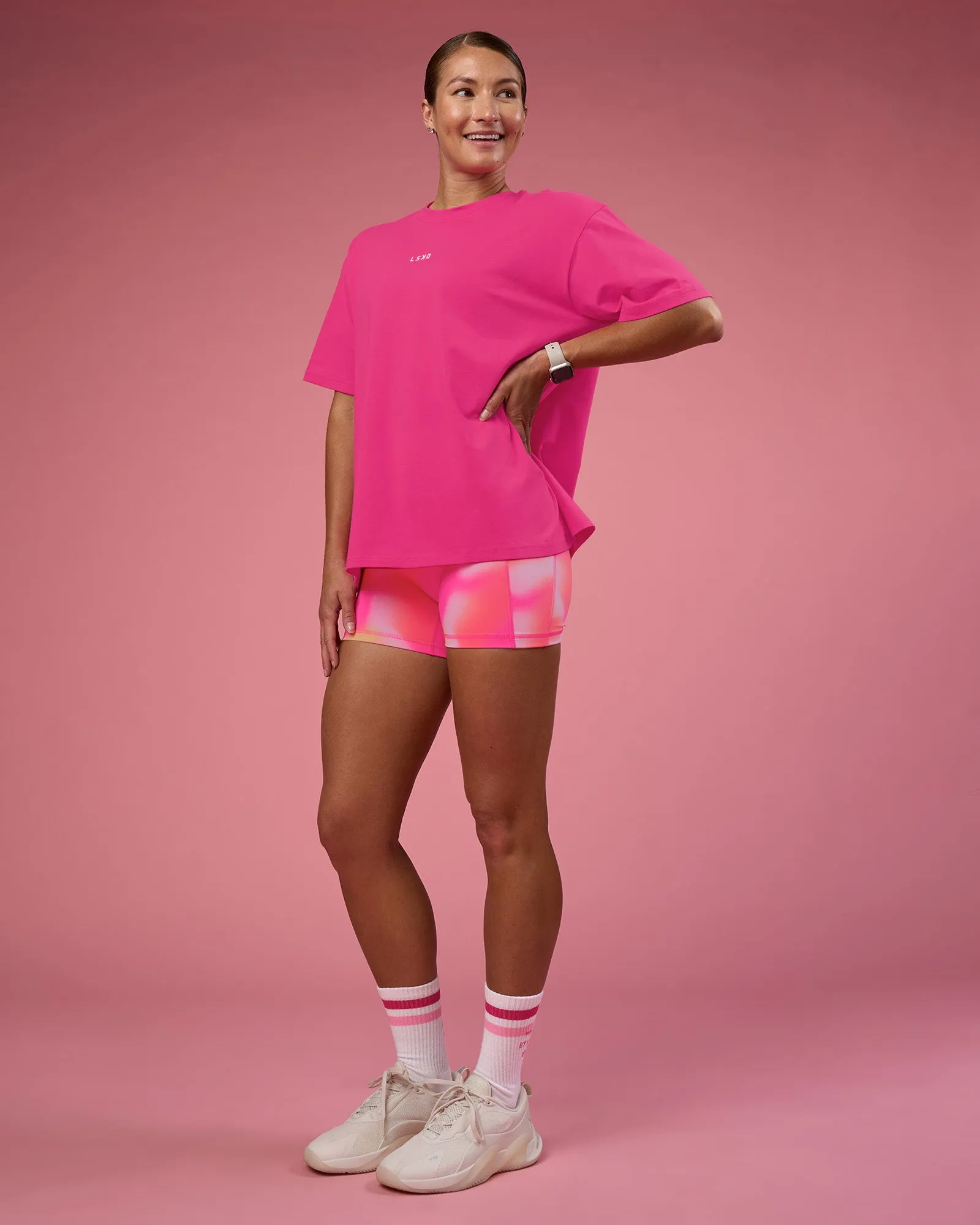 Go-To FLXCotton Oversized Tee - Ultra Pink-White sold by LSKD product image thumbnail 2