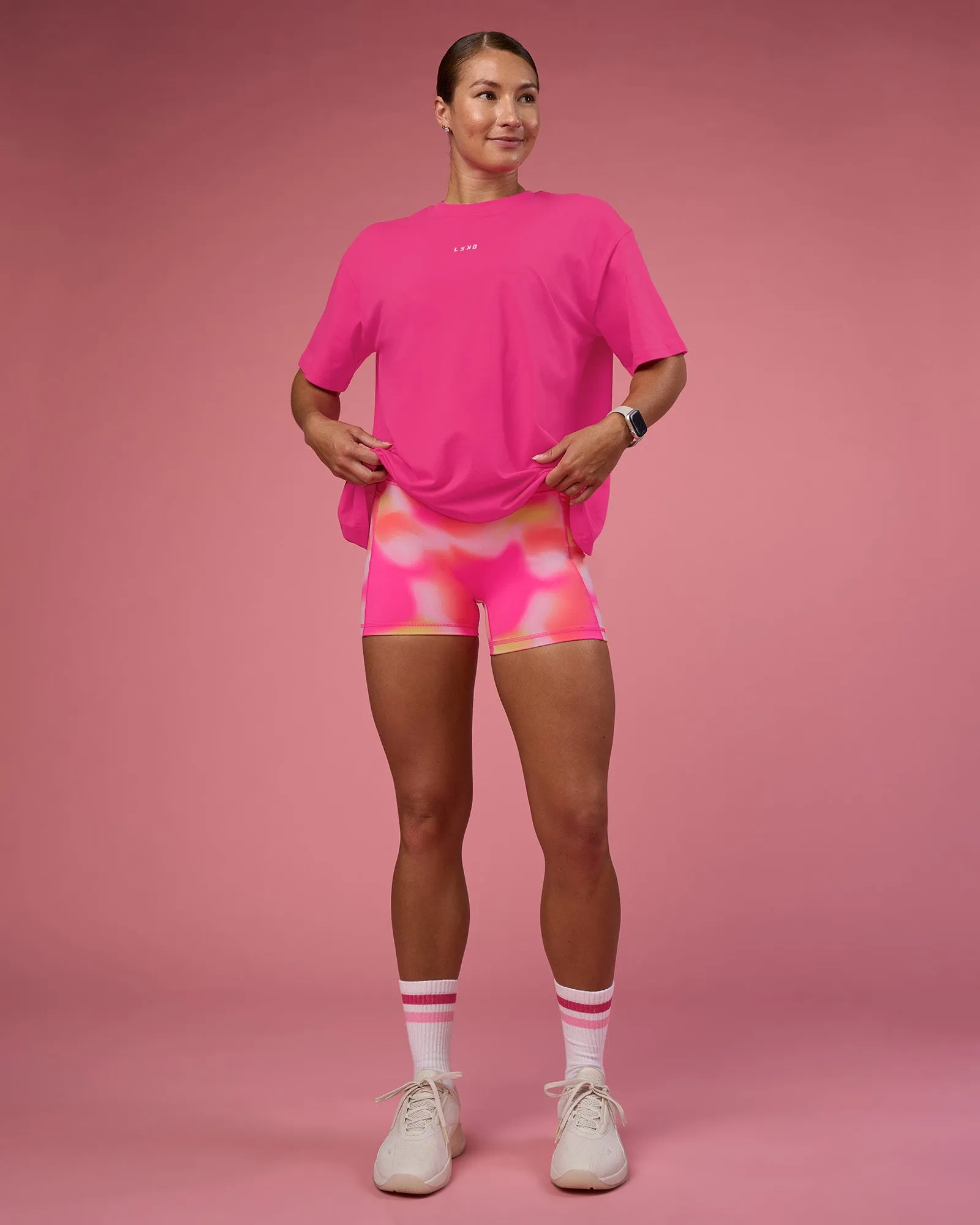 Go-To FLXCotton Oversized Tee - Ultra Pink-White sold by LSKD product image thumbnail 5