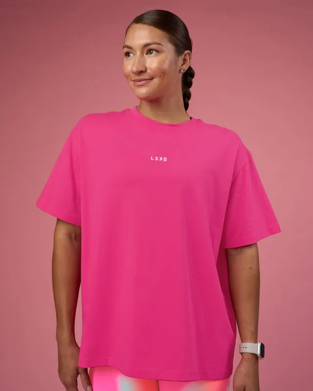 Go-To FLXCotton Oversized Tee - Ultra Pink-White sold by LSKD