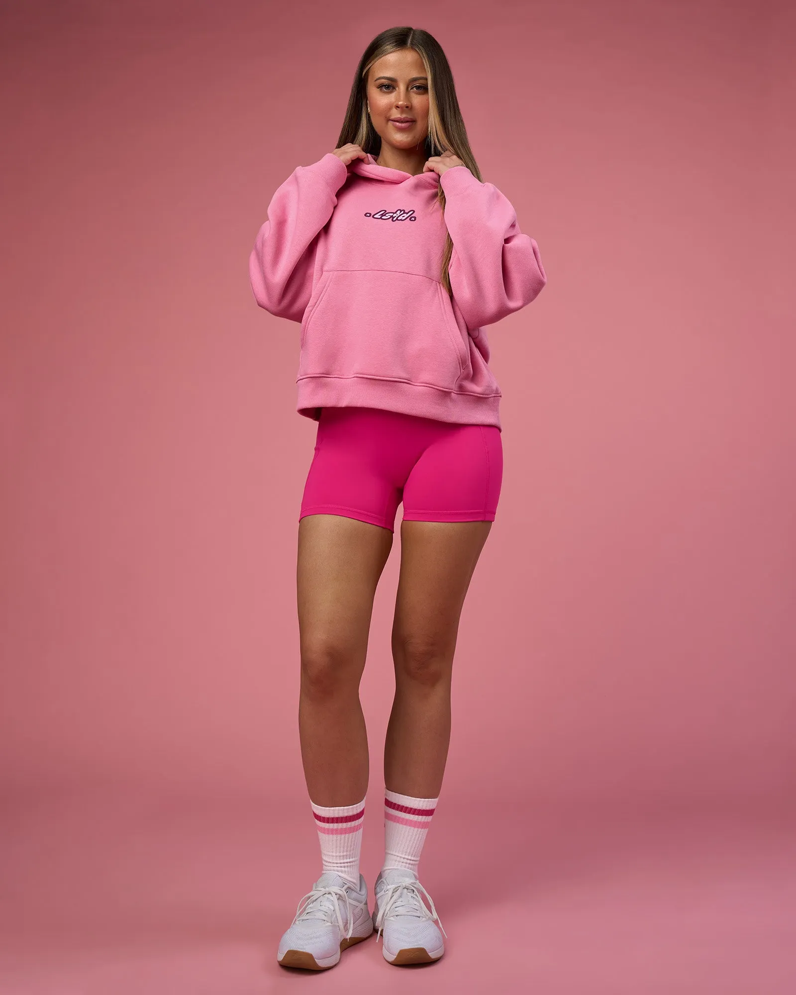 We Rise Post Train Cropped Hoodie - Candy Pink-Plum Caspia sold by LSKD product image thumbnail 4