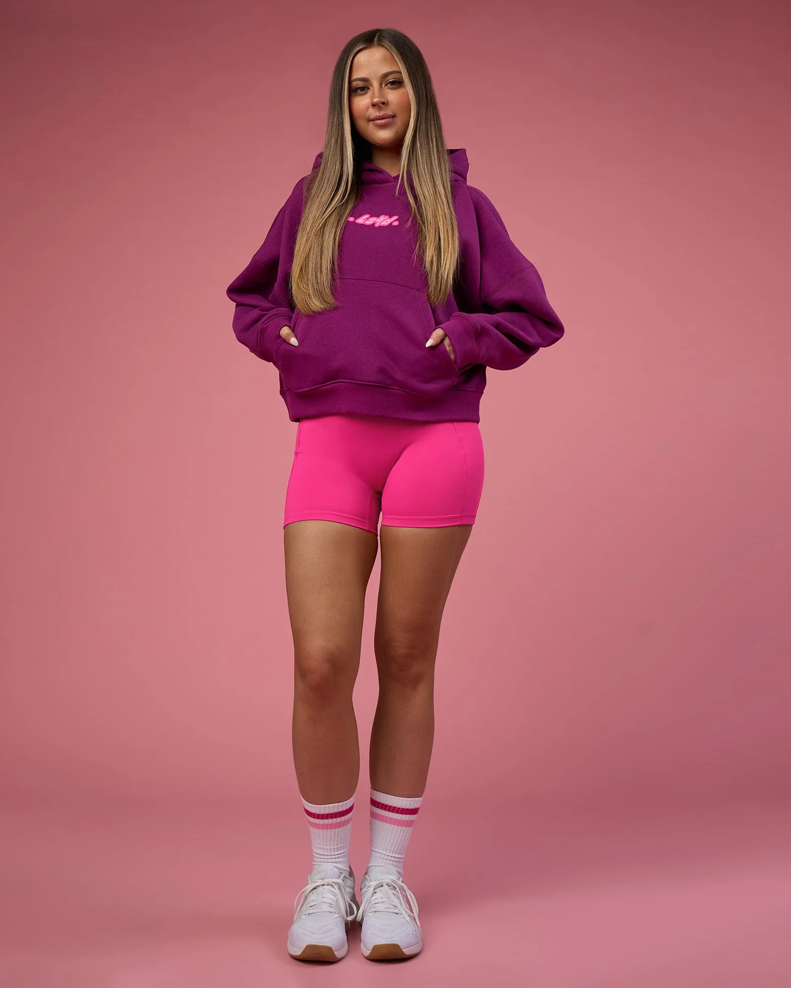 We Rise Post Train Cropped Hoodie - Plum Caspia-Ultra Pink sold by LSKD product image thumbnail 3
