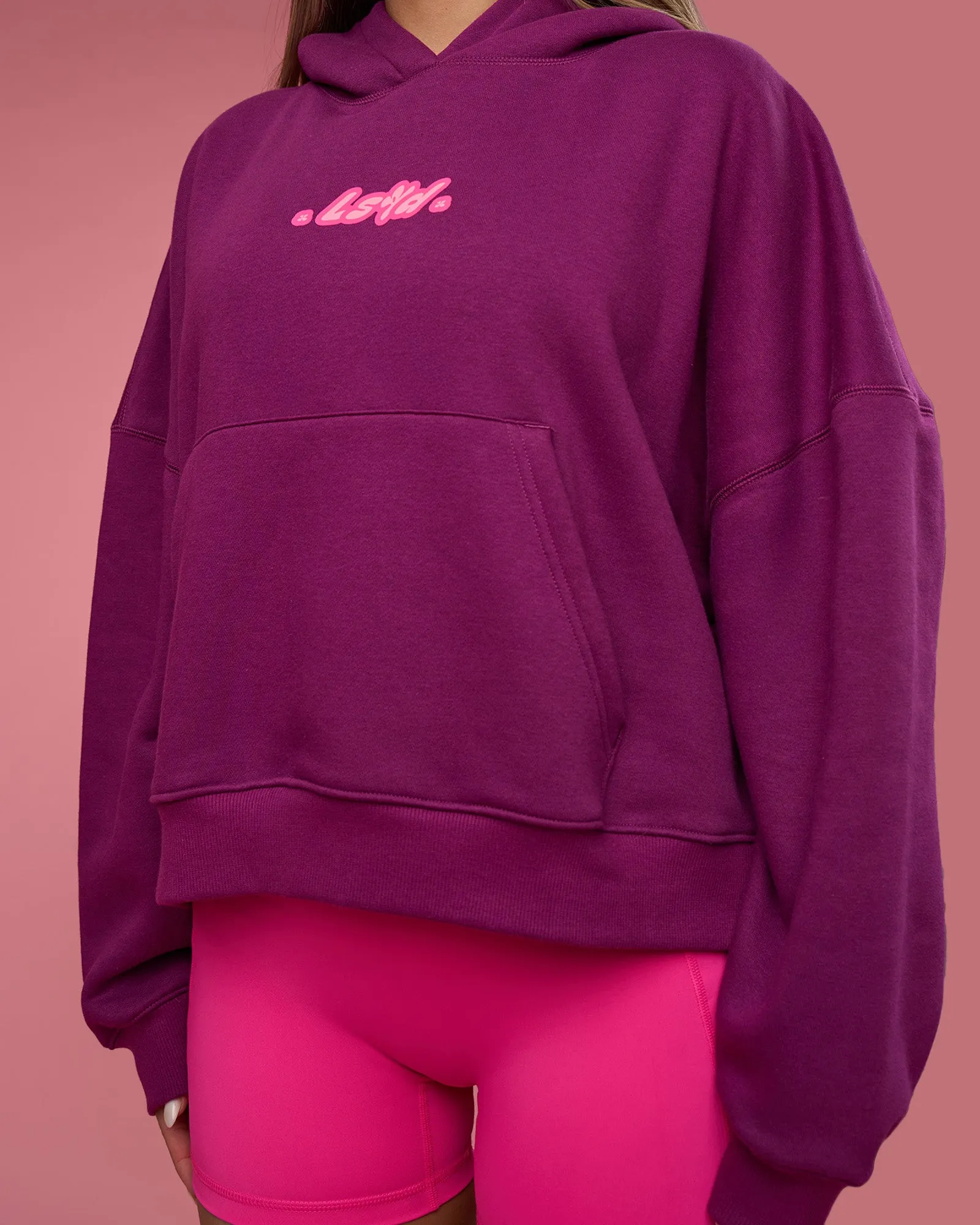 We Rise Post Train Cropped Hoodie - Plum Caspia-Ultra Pink sold by LSKD product image thumbnail 5