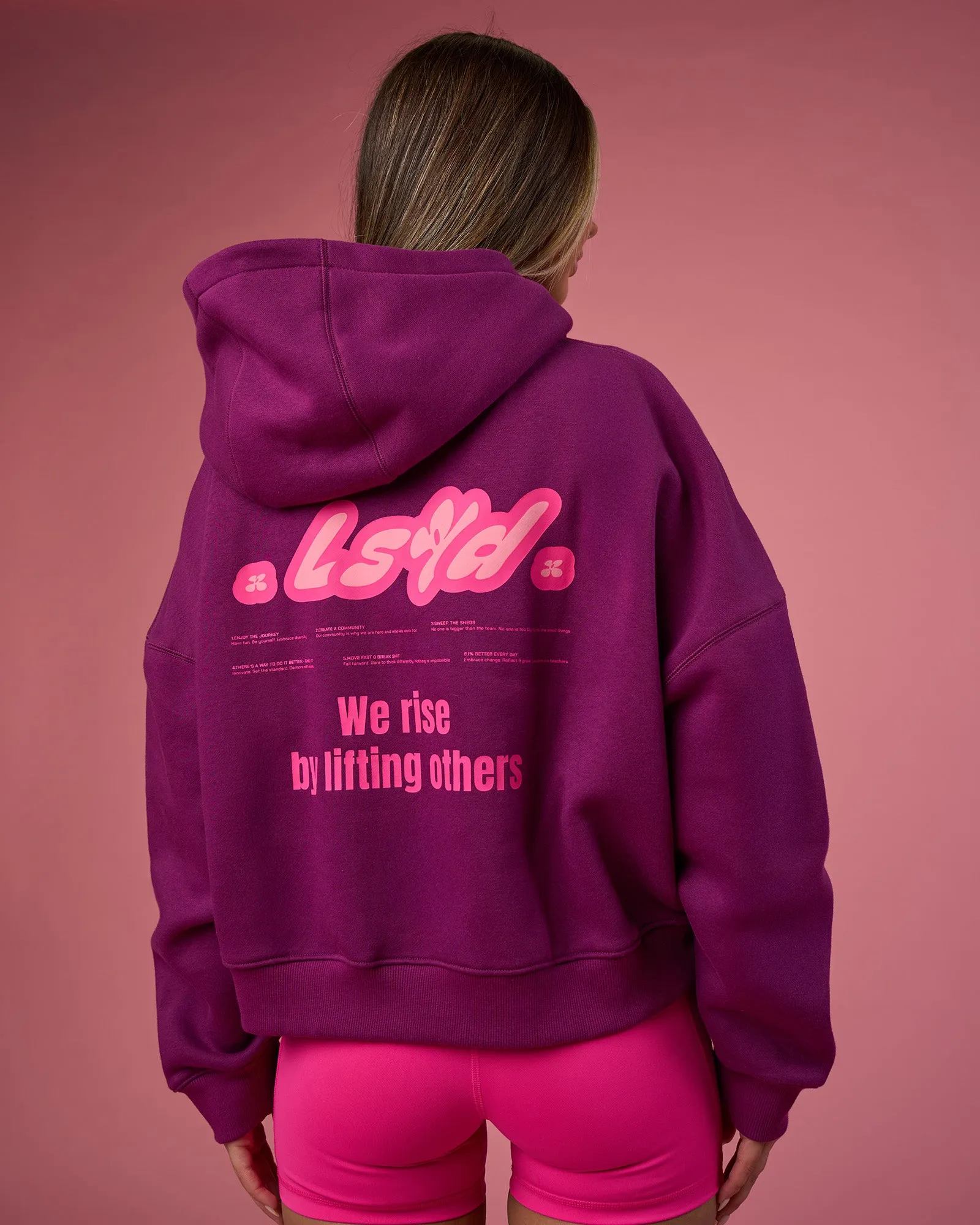We Rise Post Train Cropped Hoodie - Plum Caspia-Ultra Pink sold by LSKD