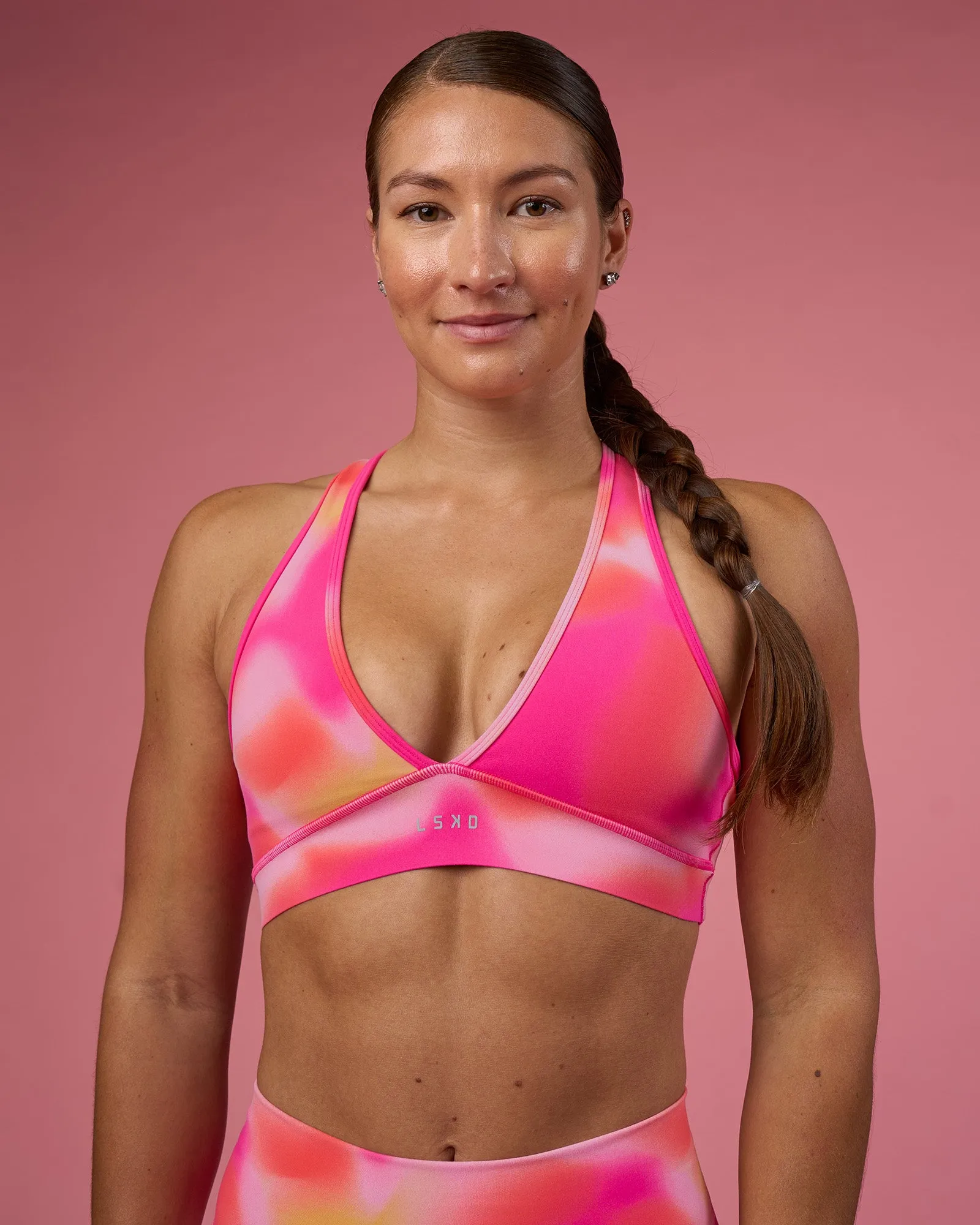 Stamina Rise Sports Bra - Pink Glow Print sold by LSKD product image thumbnail 2