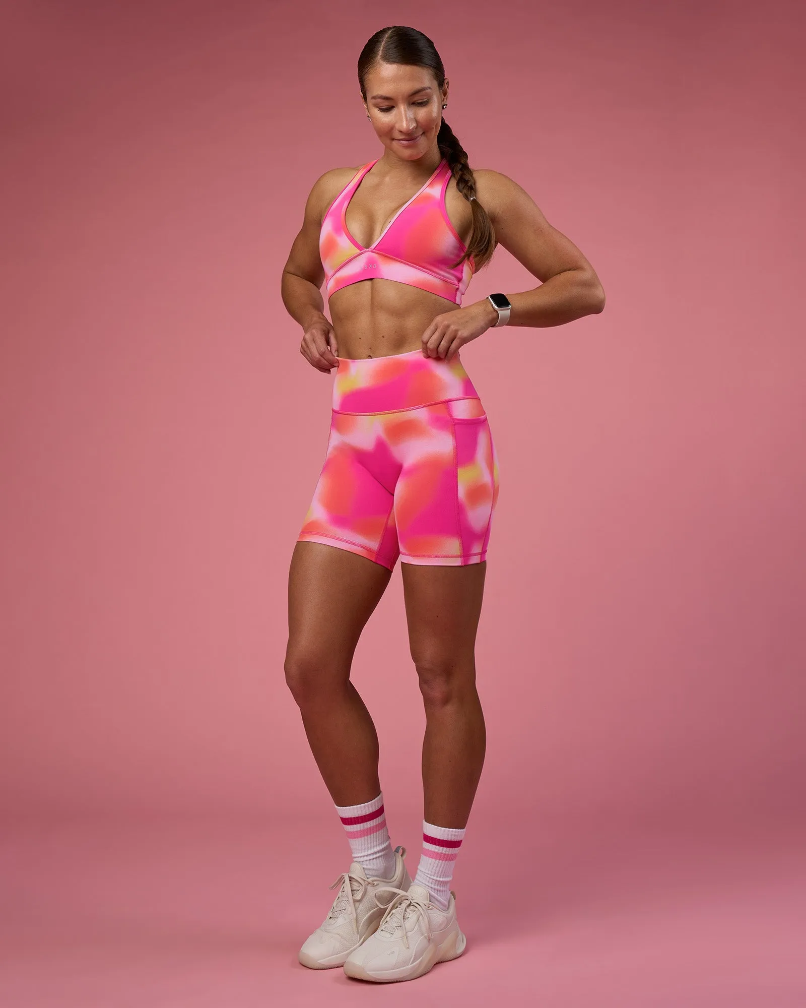 Stamina Rise Sports Bra - Pink Glow Print sold by LSKD product image thumbnail 3