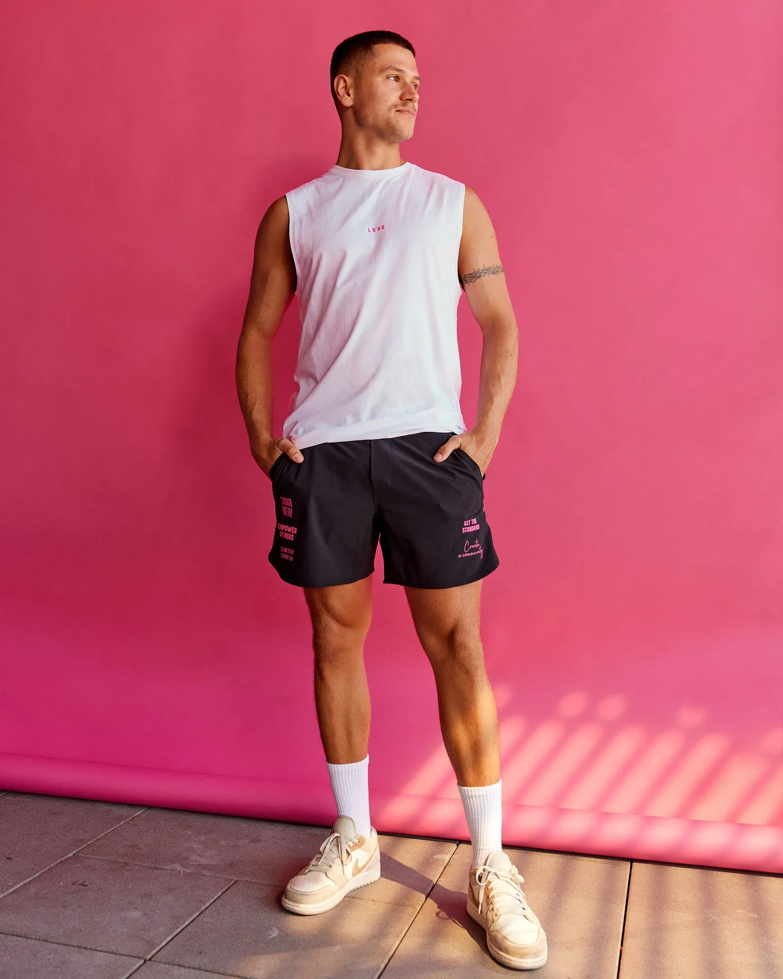 BCAM FLXCotton Muscle Tank - White-Ultra Pink sold by LSKD product image thumbnail 2