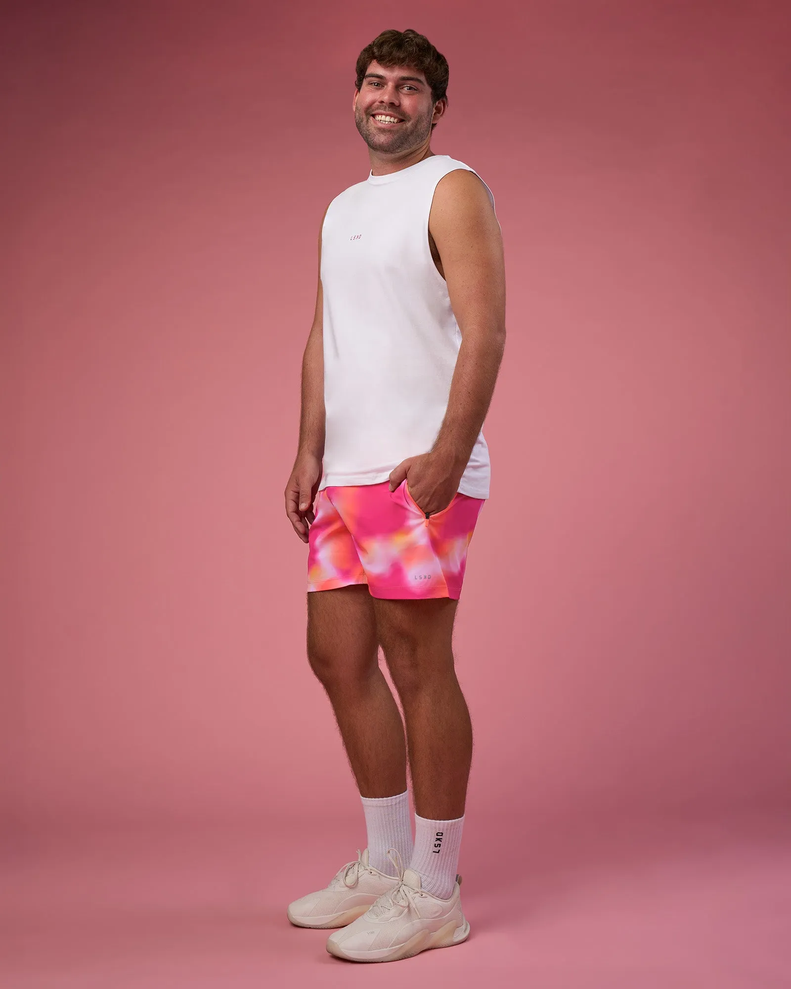 BCAM FLXCotton Muscle Tank - White-Ultra Pink sold by LSKD product image thumbnail 5