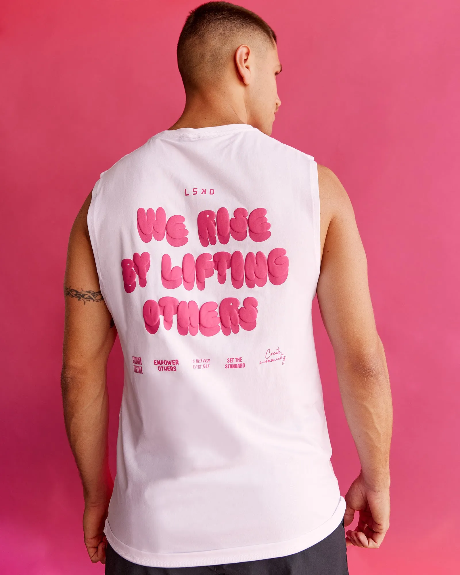 BCAM FLXCotton Muscle Tank - White-Ultra Pink sold by LSKD product image thumbnail 3