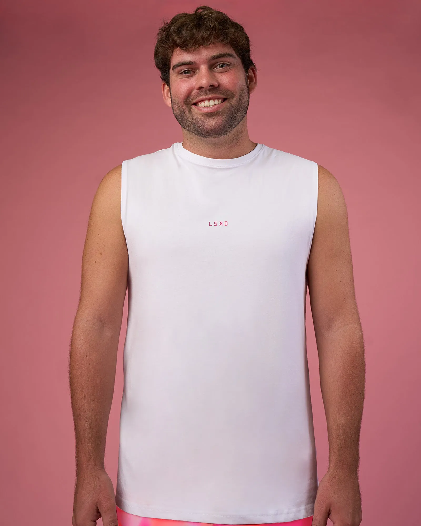 BCAM FLXCotton Muscle Tank - White-Ultra Pink sold by LSKD product image thumbnail 4