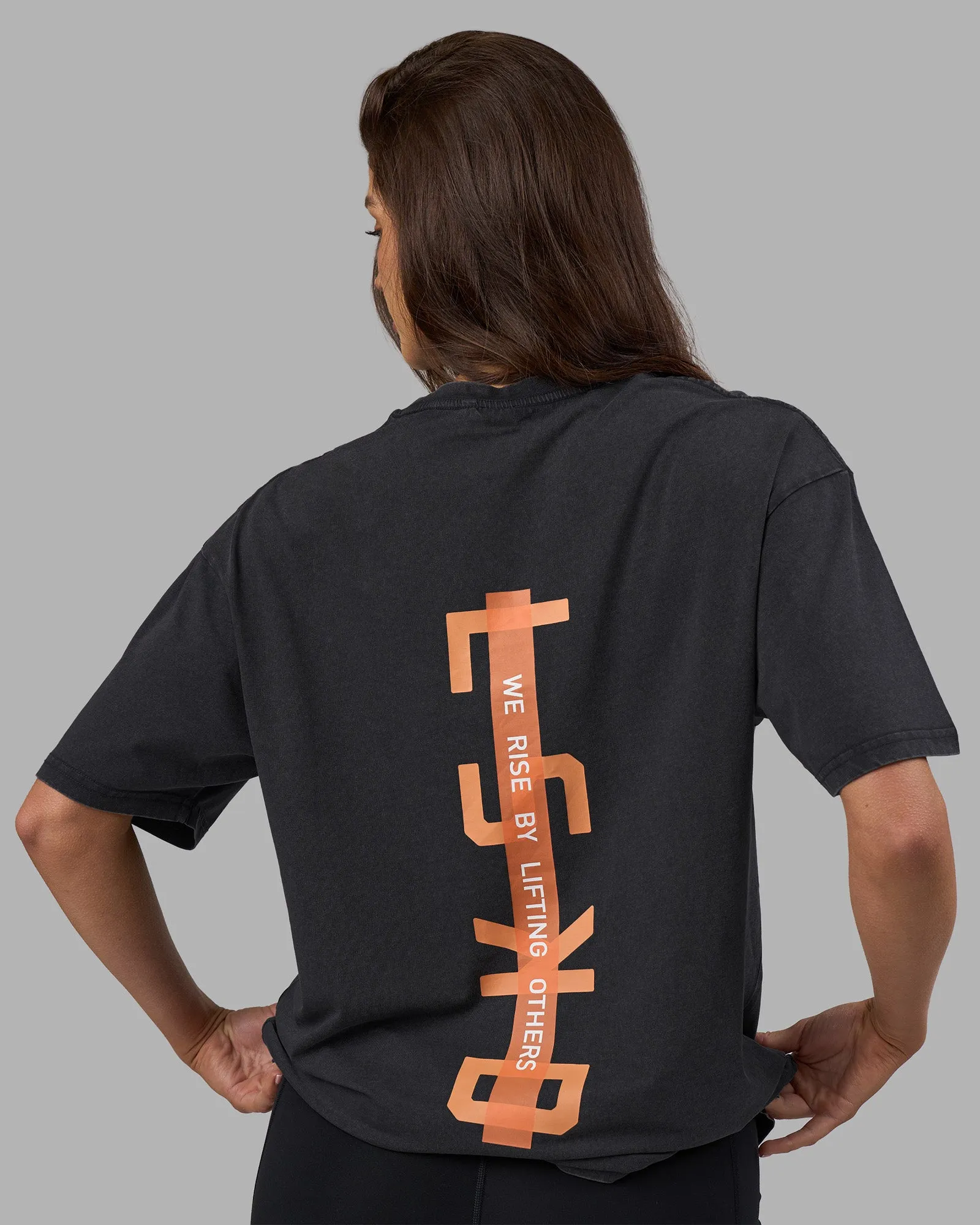 Unisex Strike Through FLXCotton Tee Oversize - Black Washed-Cantaloupe sold by LSKD product image thumbnail 5