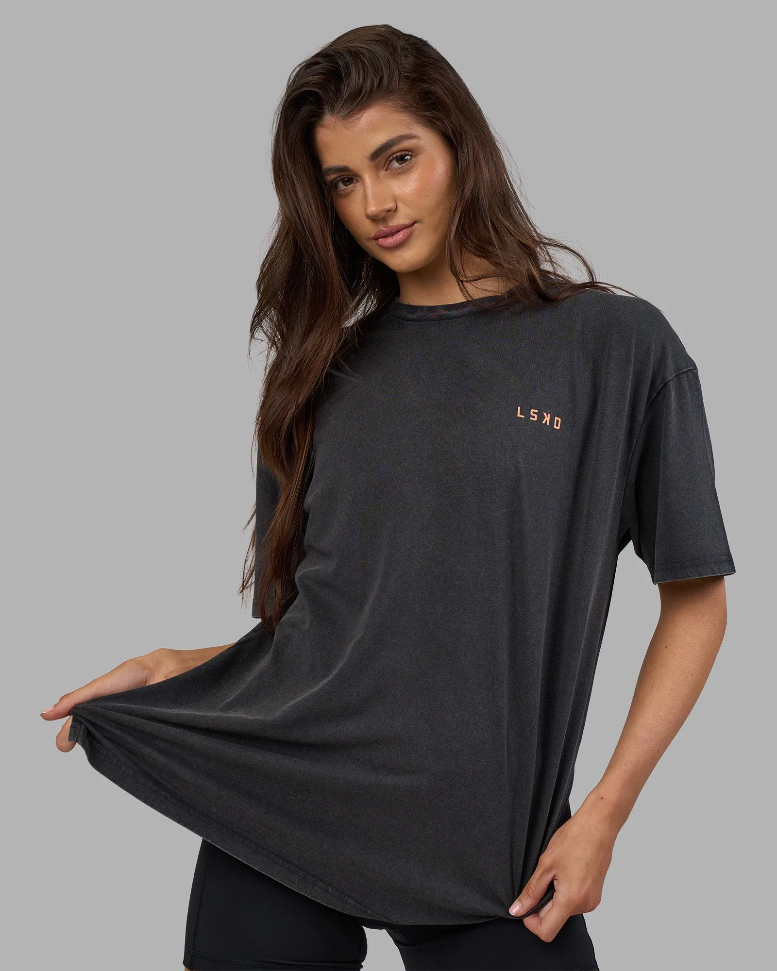 Unisex Strike Through FLXCotton Tee Oversize - Black Washed-Cantaloupe sold by LSKD product image thumbnail 4