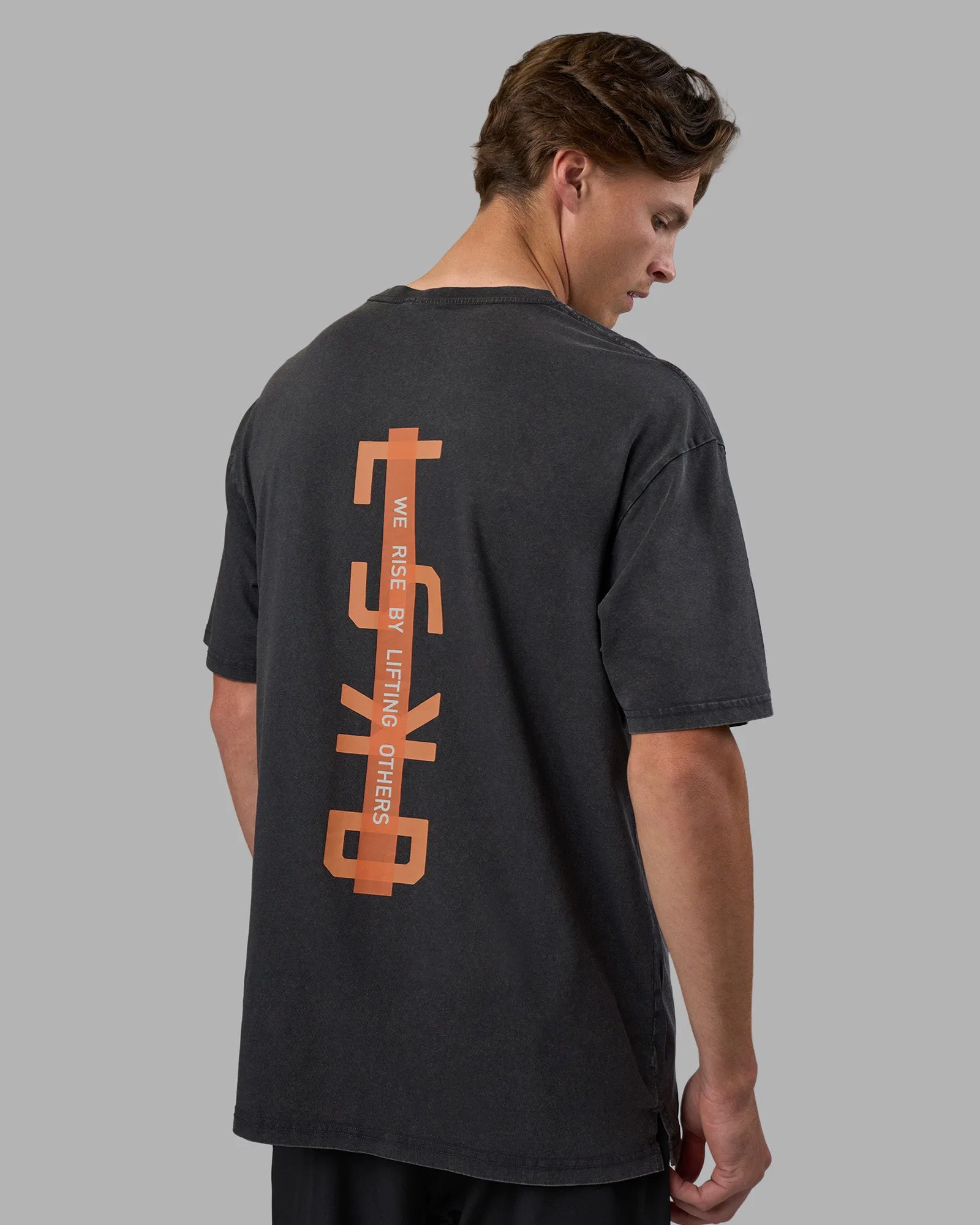 Unisex Strike Through FLXCotton Tee Oversize - Black Washed-Cantaloupe sold by LSKD product image thumbnail 2