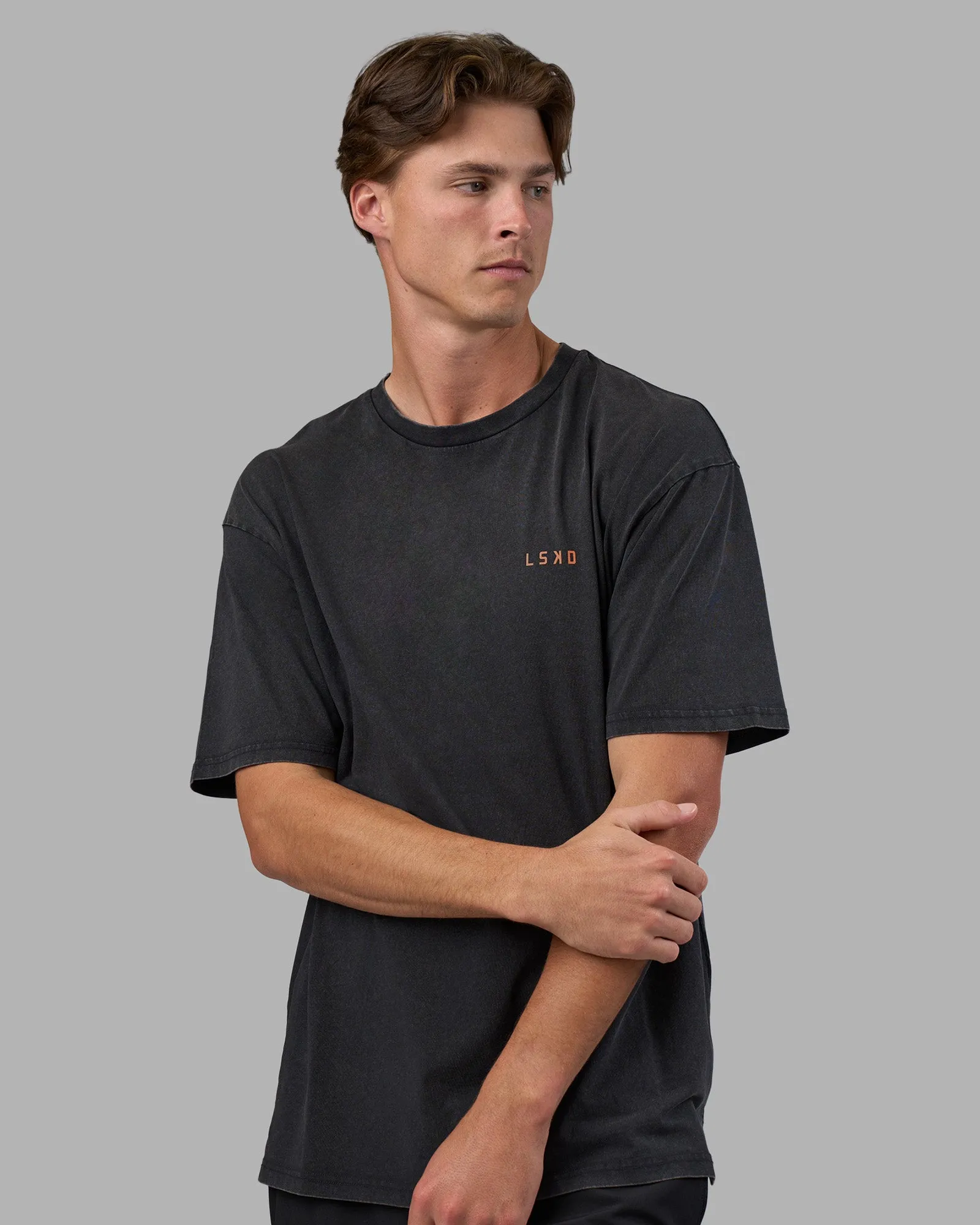 Unisex Strike Through FLXCotton Tee Oversize - Black Washed-Cantaloupe sold by LSKD product image thumbnail 3