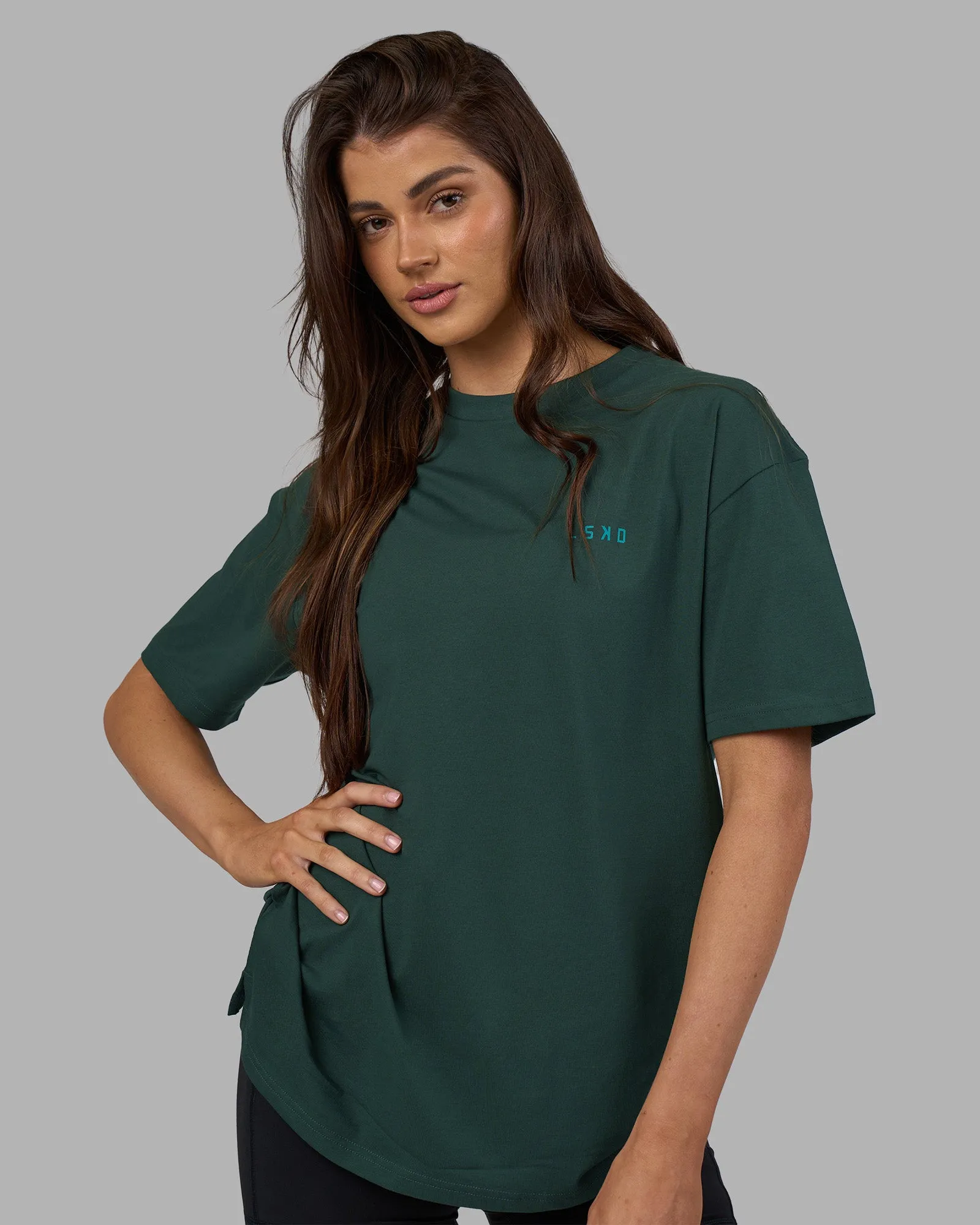 Unisex Strike Through FLXCotton Tee Oversize - Vital Green-Alexandrite sold by LSKD product image thumbnail 3