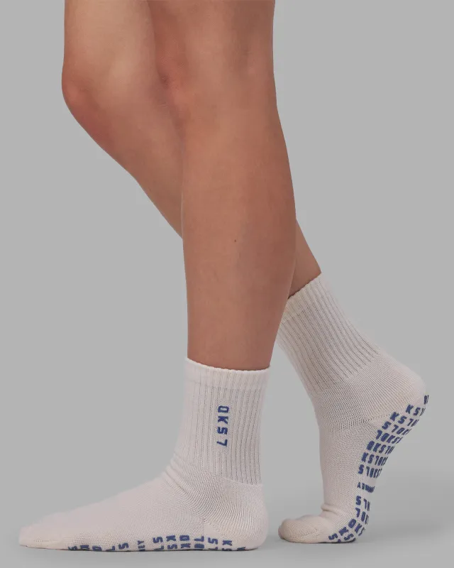 Signal Pilates Crew Grip Socks 2.0 - Off White-Power Cobalt sold by LSKD