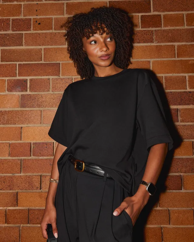 AfterDark ZeroCrease Cropped Tee - Black sold by LSKD