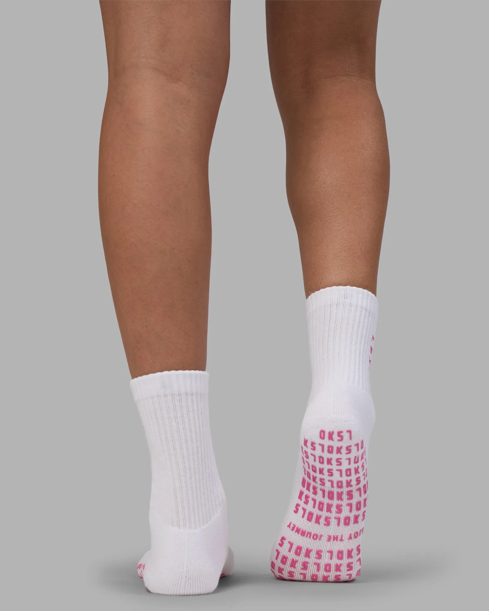 Signal Pilates Crew Grip Socks 2.0 - White-Ultra Pink sold by LSKD product image thumbnail 2