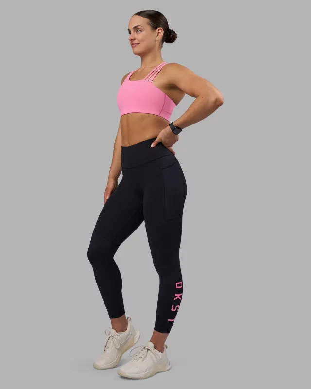 Rep Ultra High-Rise 7/8 Legging Pockets - Black-Candy Pink sold by LSKD