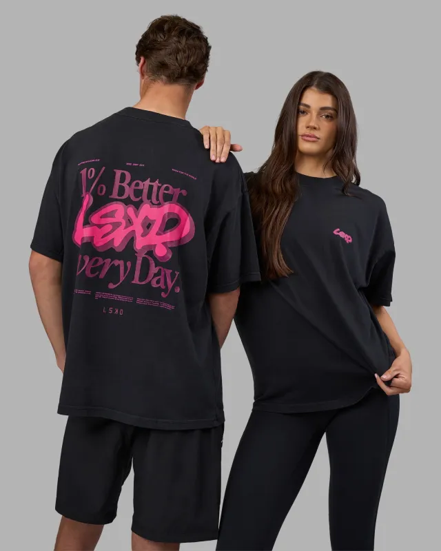 Break Through Heavyweight Oversized Tee - Black Washed-Plum Caspia sold by LSKD