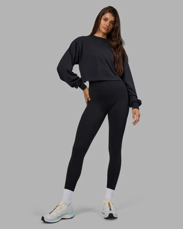 Breeze Open Back Sweater - Black-Black sold by LSKD