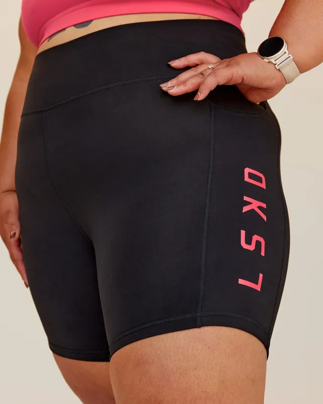 Rep Ultra High-Rise 6" Short Pockets - Black-Bright Raspberry sold by LSKD
