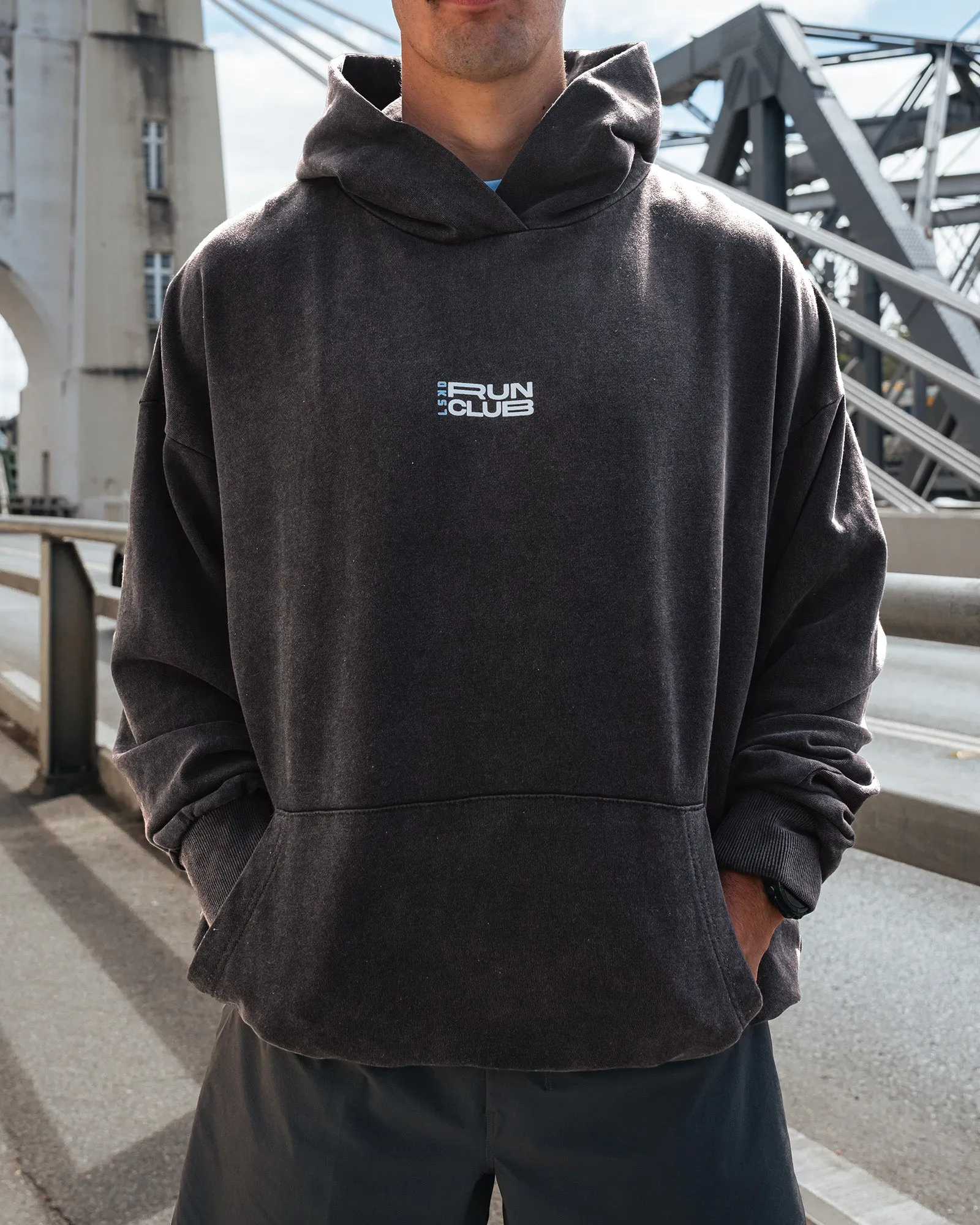 Runner’s Unisex Oversized Hoodie - Black Washed-White sold by LSKD product image thumbnail 2